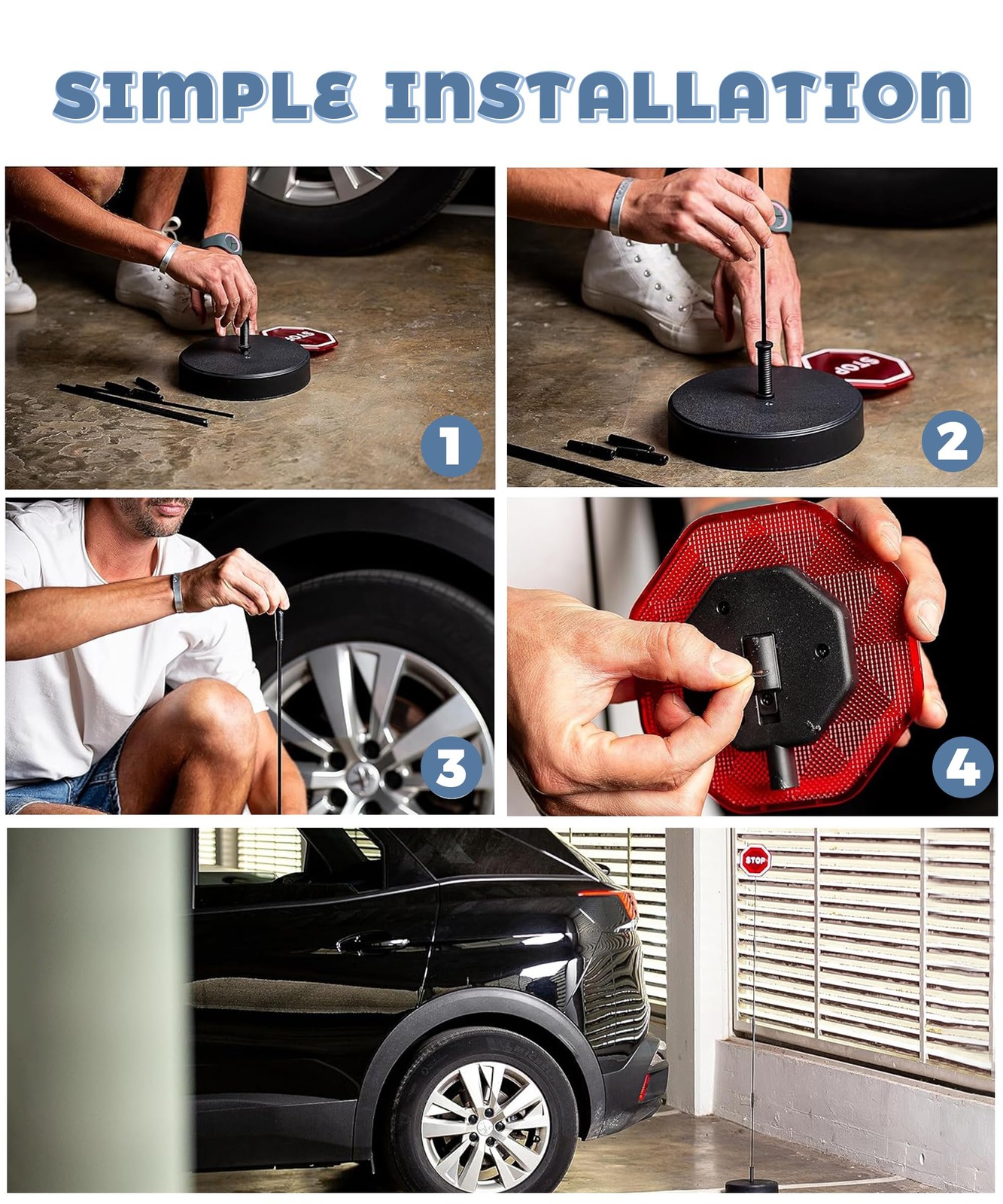 UNLRAE Garage Parking Aid,Garage Stopper for ( 12 x 18 ) inch, Red