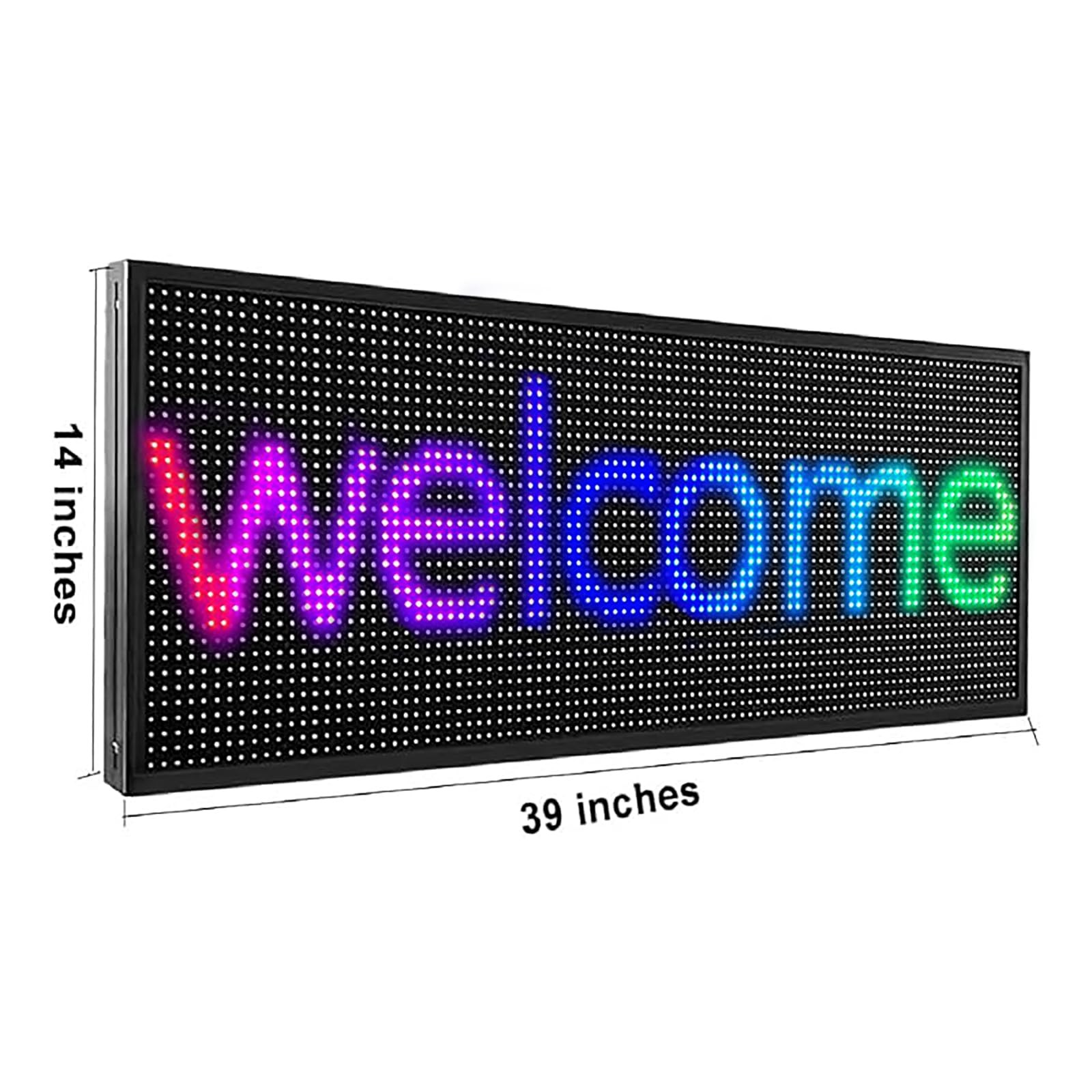 P10 Programmable Indoor/Outdoor LED Sign, 39×14 Inch WiFi-Controlled Full