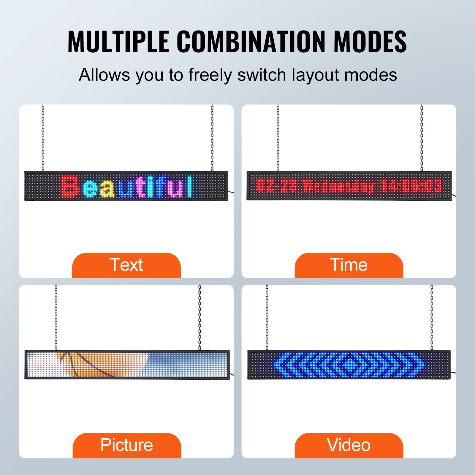 Uimoso 52″x8″ Programmable LED Sign Scrolling Display Board P10 Full Color