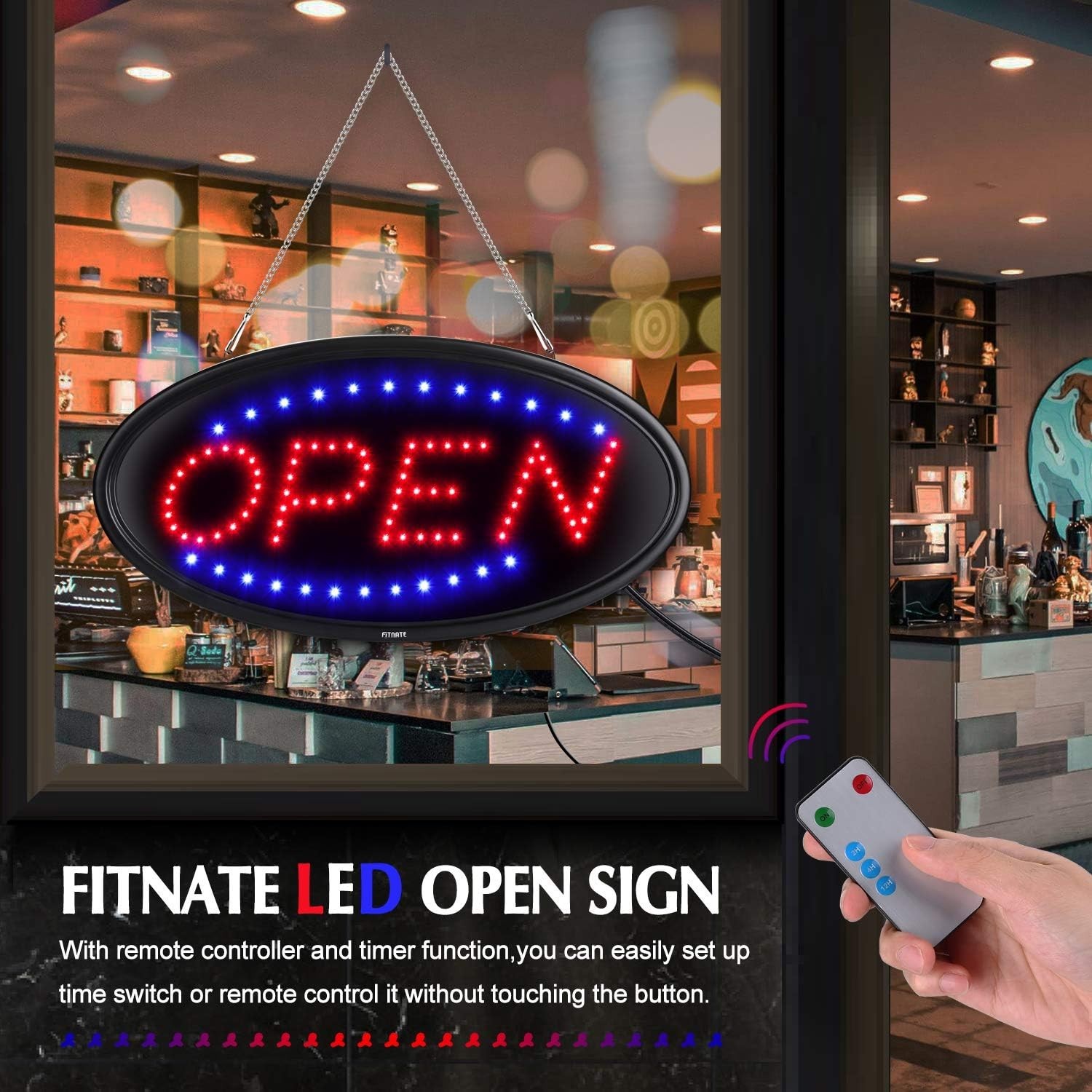 LED Open Sign, 19″x10″, with Remote, Timer & Flash/Steady Modes | Ultra brigh…