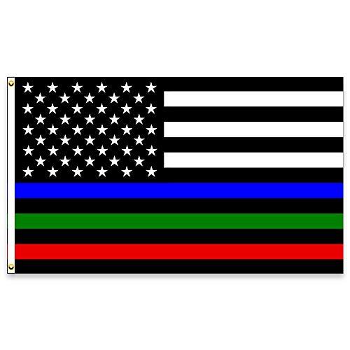 Thin Blue Green Red Line Premium 3×5 foot Flag OR Optional Flag with Mounting Ki