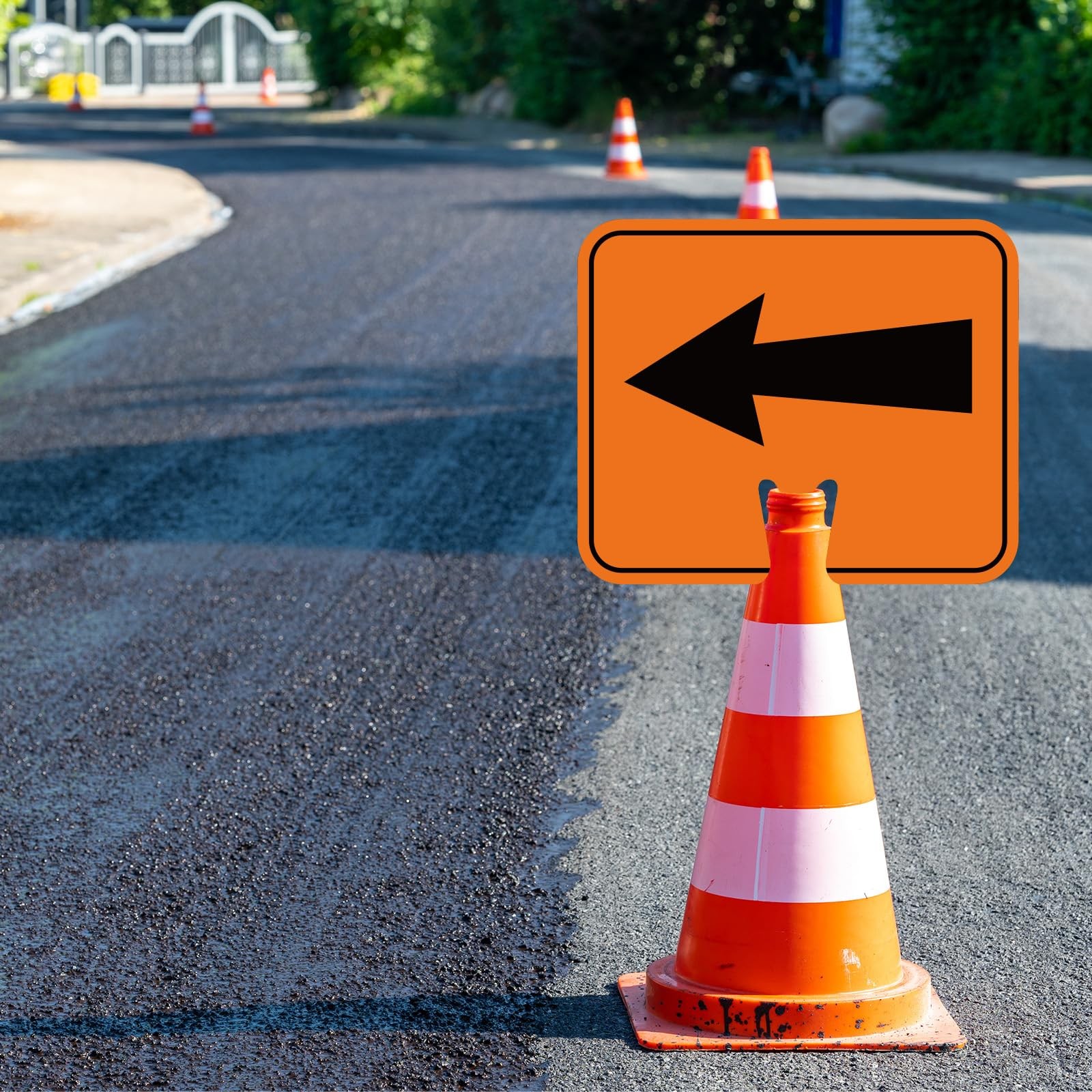 4Pcs Reversible Arrow Signs for Traffic Safety Cone 12.6X10.4In Waterproof Warni