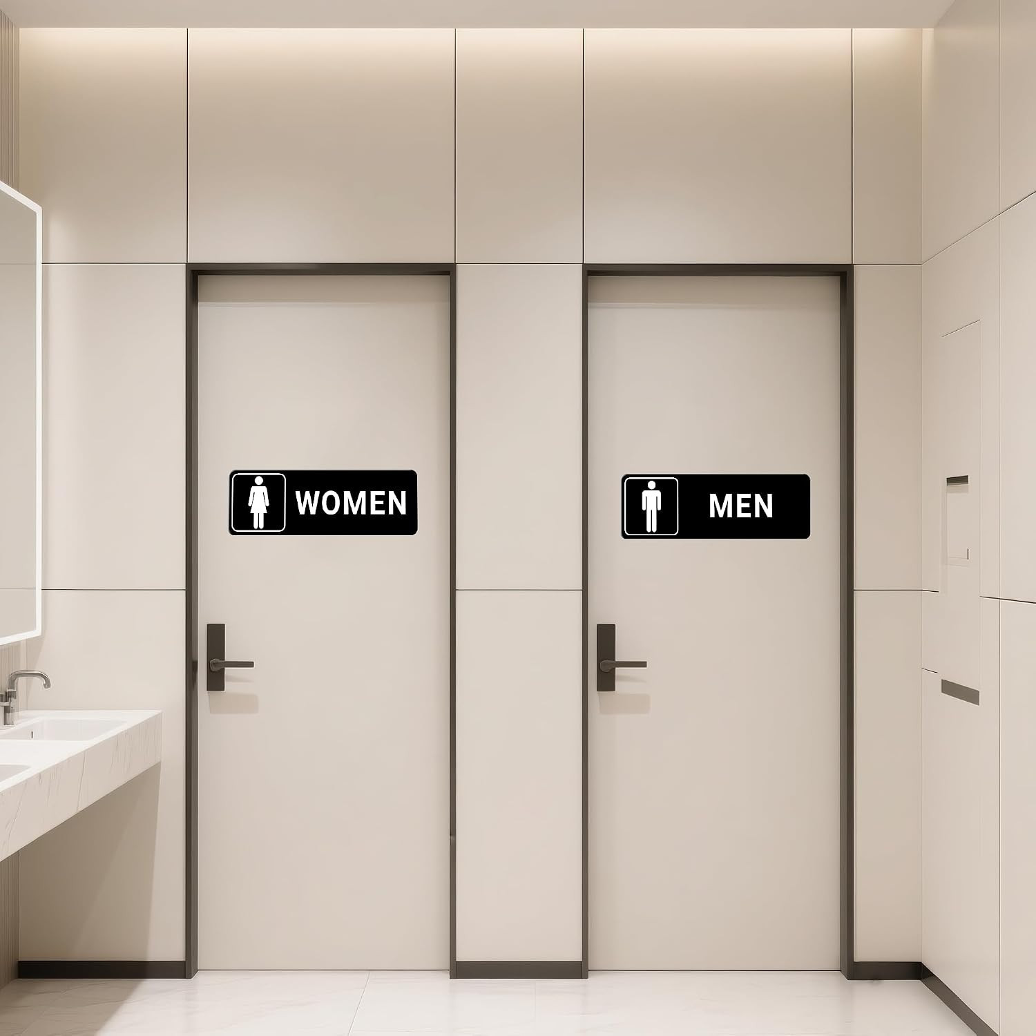 Restroom Sign – (2 Pack) Signs for Business with Strong Self-Adhesive, Bathroom