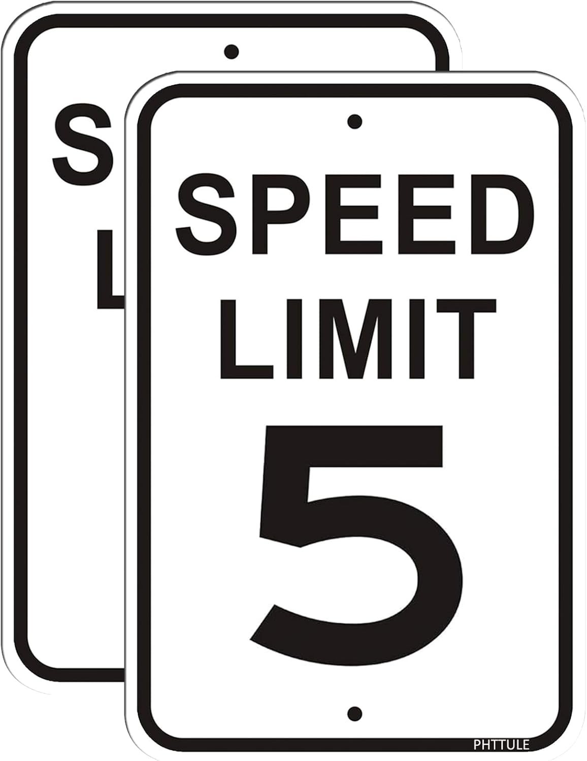Speed Limit 5 MPH Sign 2 Pack, 12 x 18 inches Slow Down Sign Reflective 40Mil…