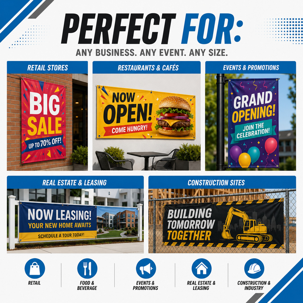 Custom Vinyl Banner Personalized Outdoor Waterproof Sign w/ Grommets Any Size