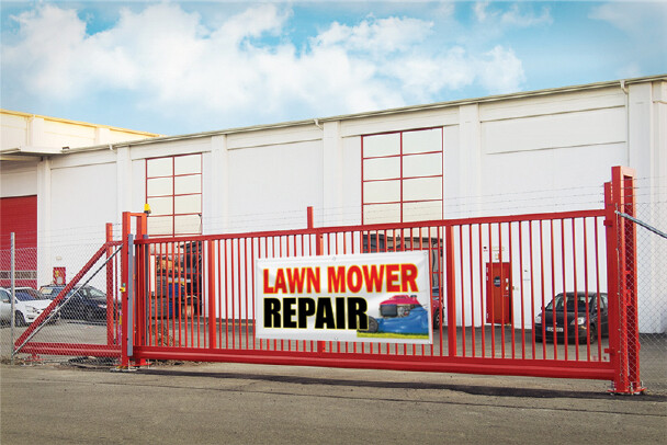 LAWN MOWER REPAIR Vinyl Banner advertising Sign. Full color 2×4 ft, 2×6, 3×10