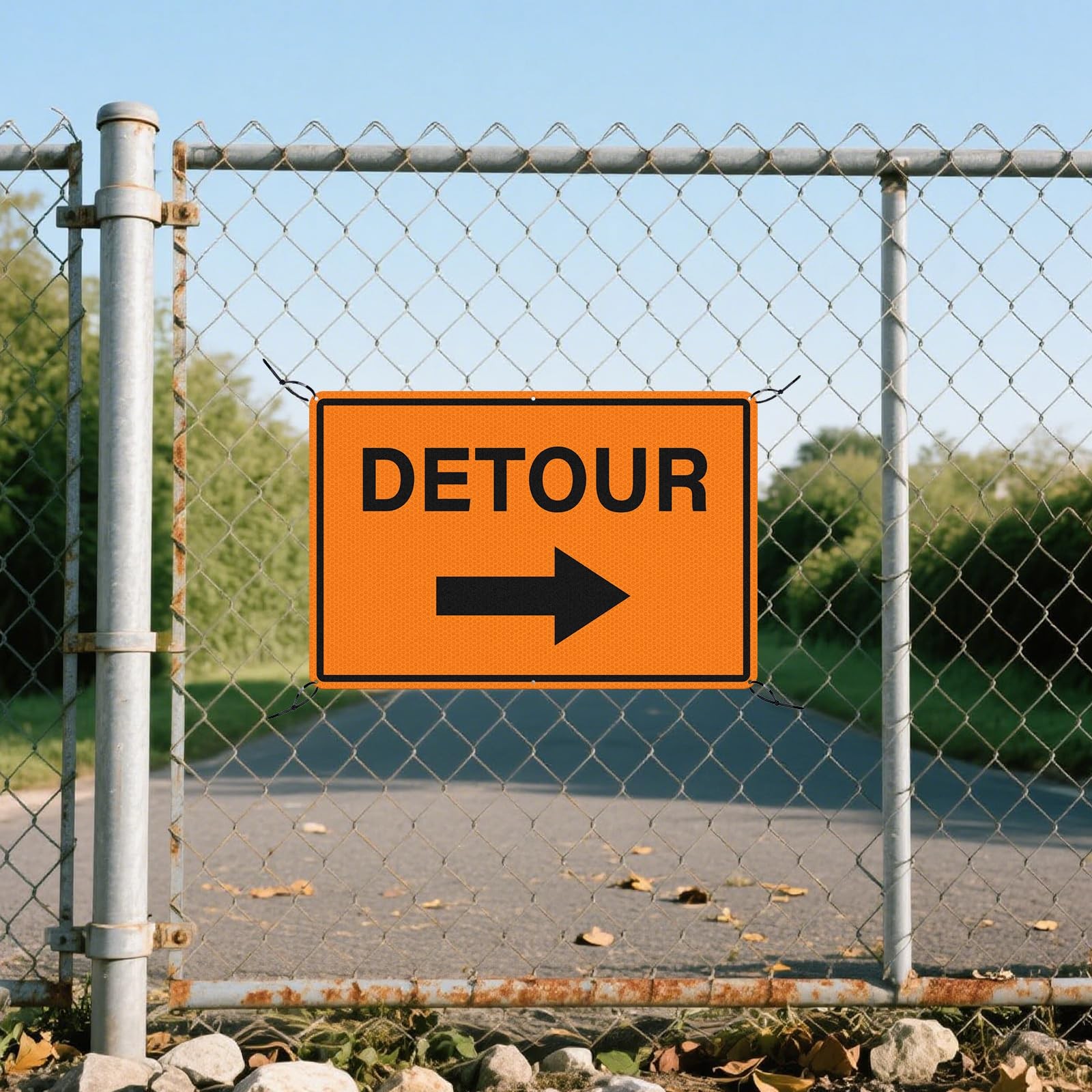 2 Pack 12×18 Inch Reflective Aluminum Detour With Right Arrow Traffic Sign