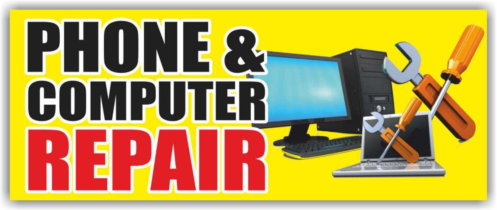 PHONE COMPUTER REPAIR Advertising Banner Vinyl Mesh Sign service diagnostics fix