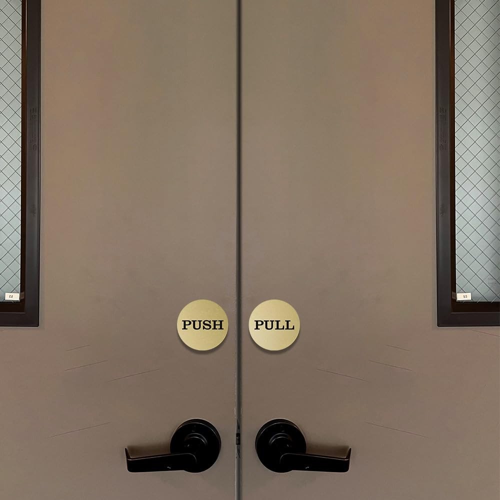 All Quality 2 Round Push Pull Door Signs – 10 Sets 20Pcs 10-Pp2-Blkgold