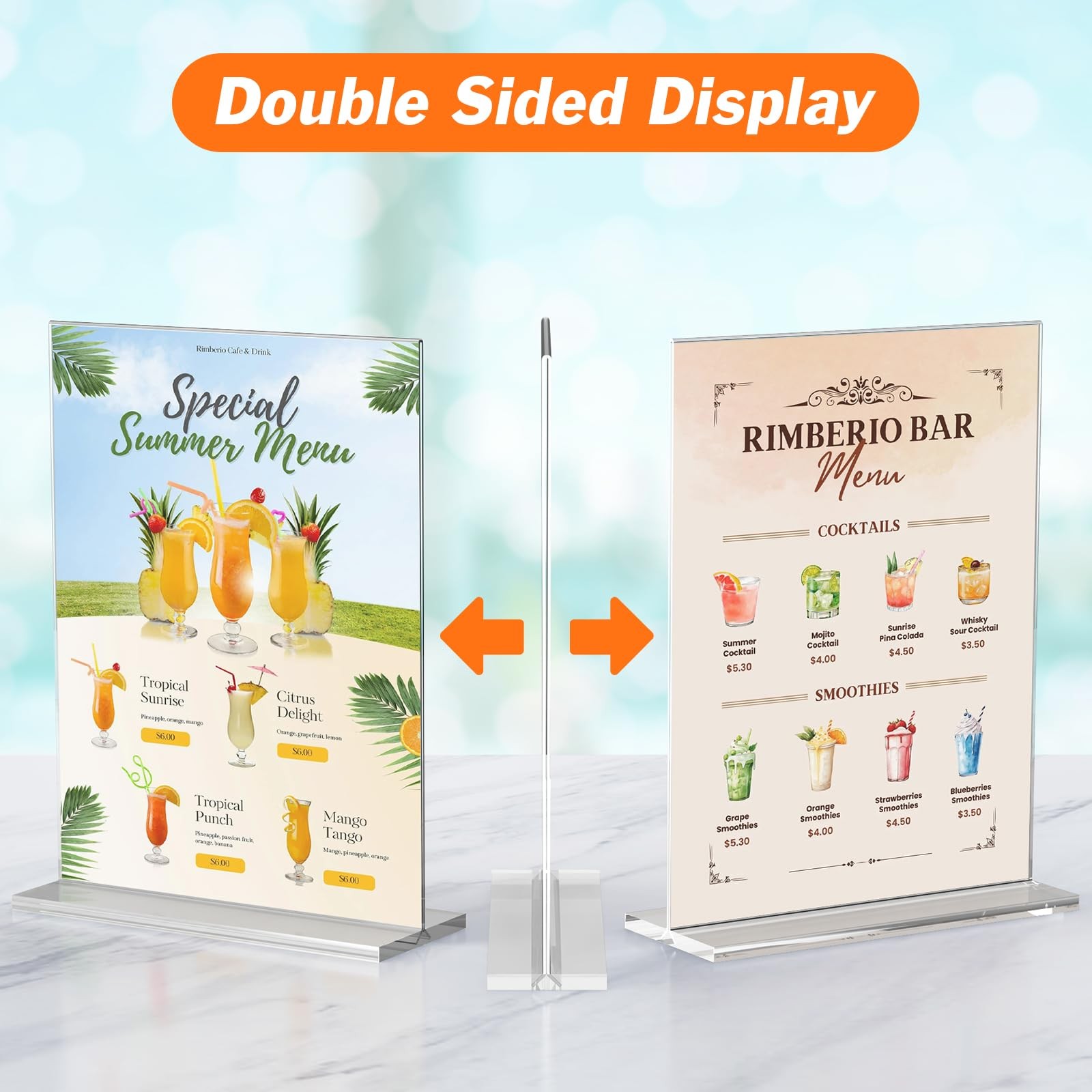 3 Pack Acrylic Sign Holder 8.5 x 11 Inches, Clear Menu Stand, Vertical