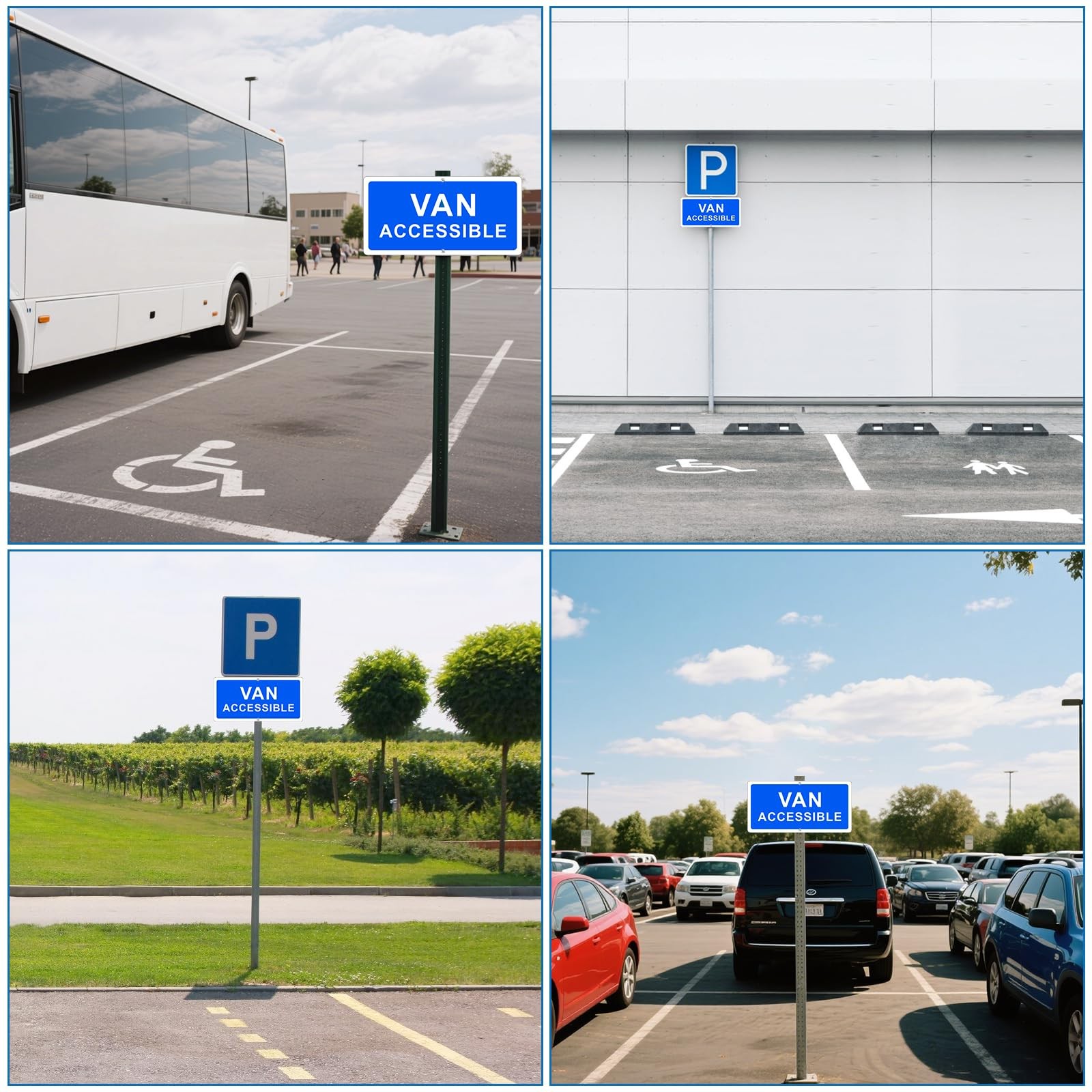2 PCS Van Accessible Sign Metal High Visibility Reflective 12×6 Inch