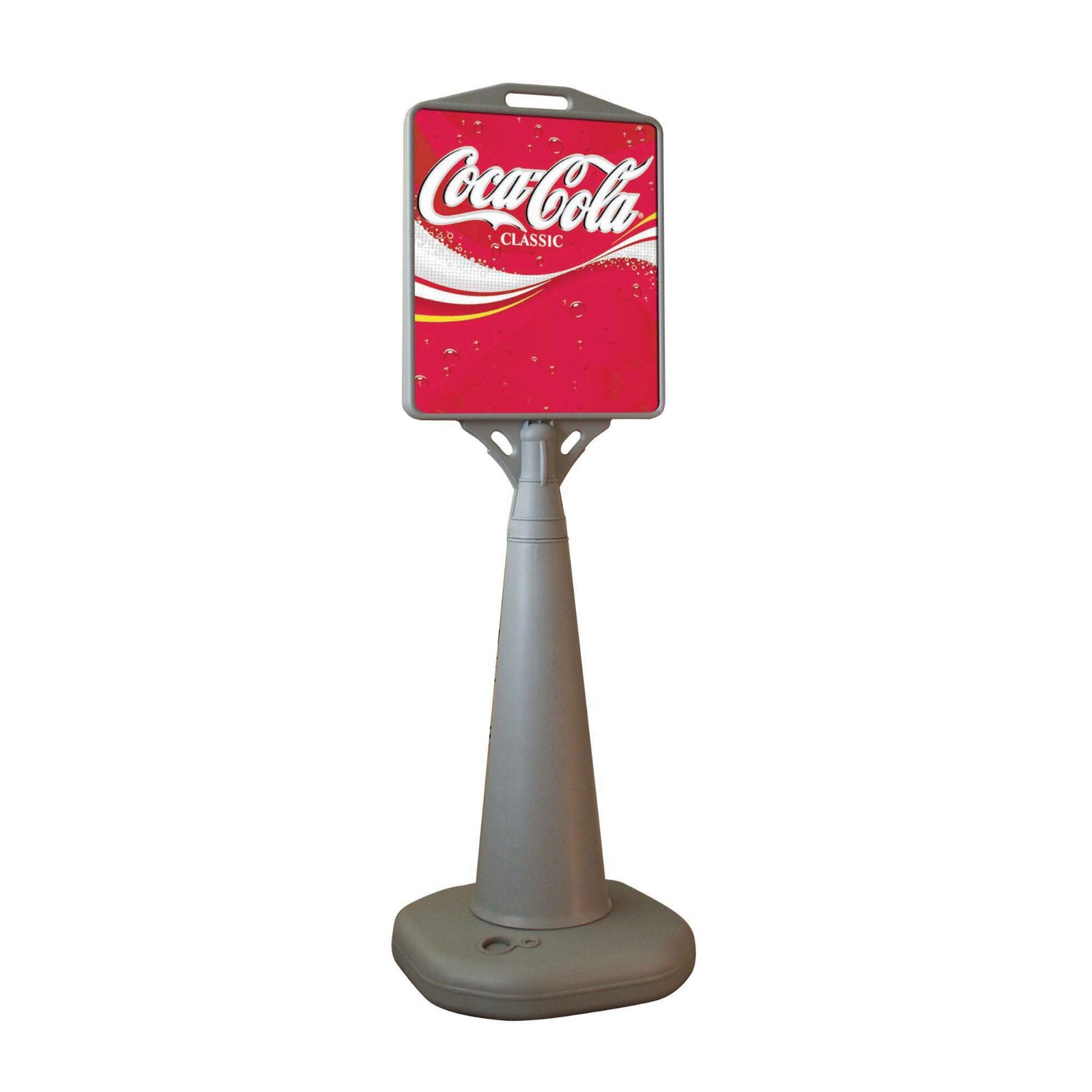Free Standing Double Sided Gray Plastic Waterbase Pyramid Outdoor Sidewalk Sign