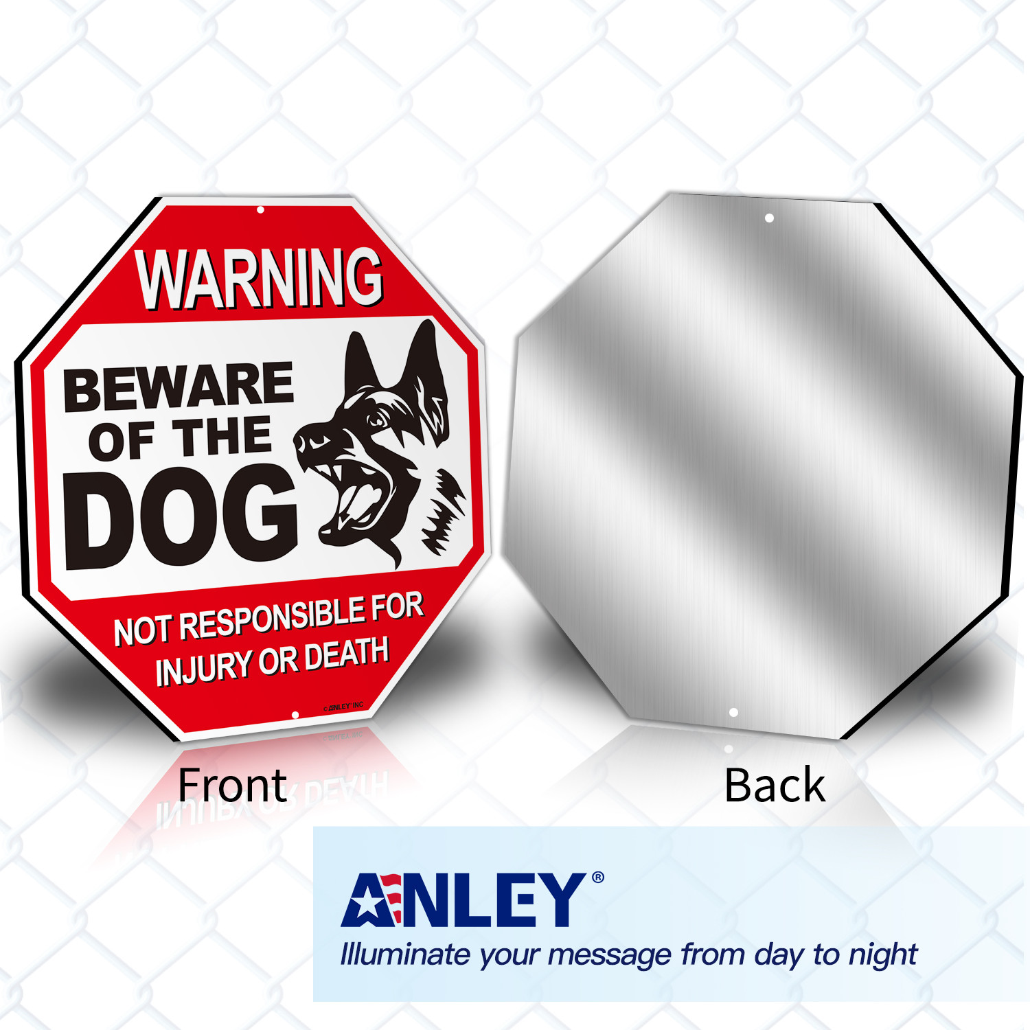 Anley Beware of The Dog Aluminum Warning Sign – Warning Dog Sign 12″x12″