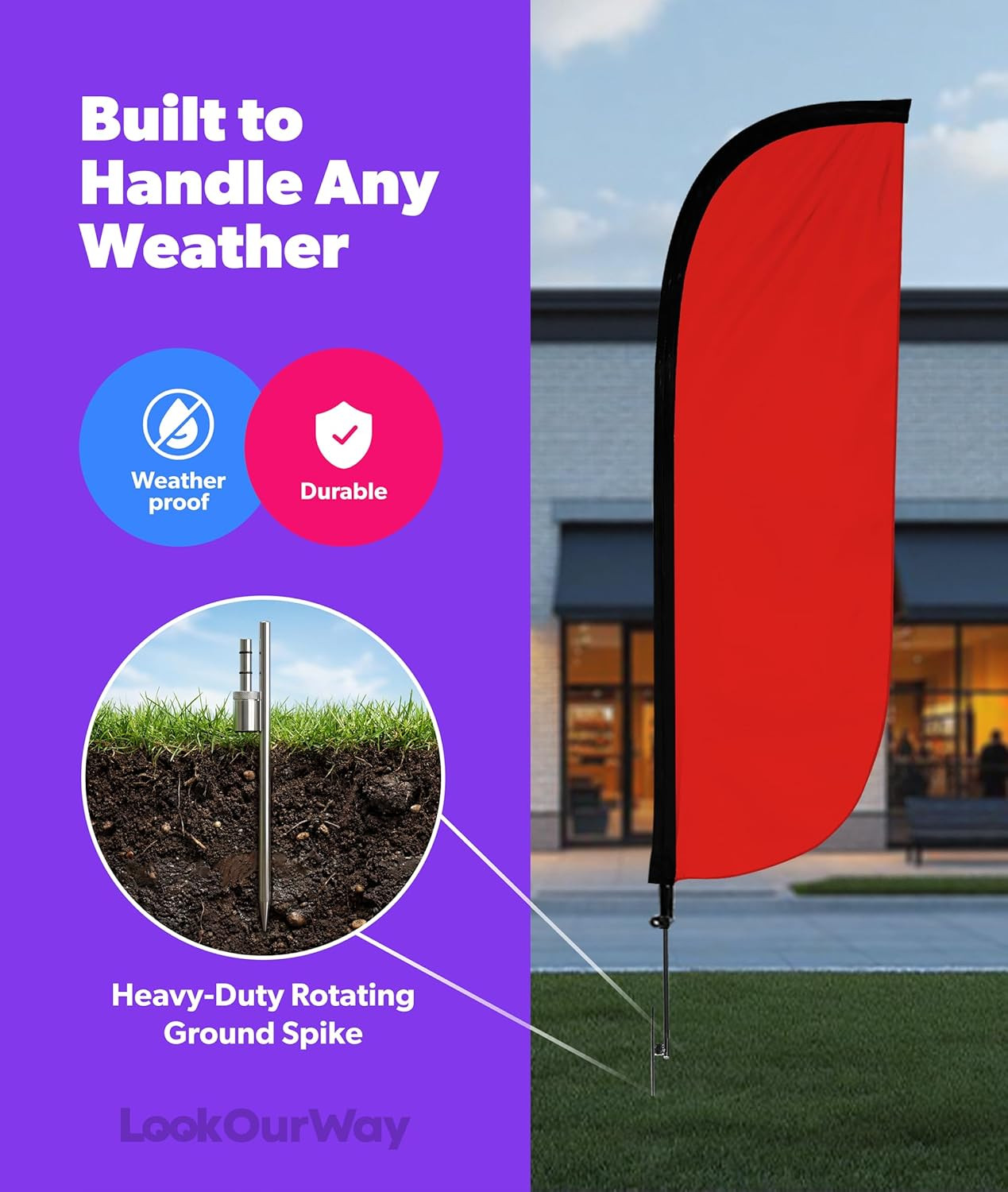 Feather Flag Pole Kit 3-Pack Bundle – 7Ft Tall Advertising Banners with Poles an