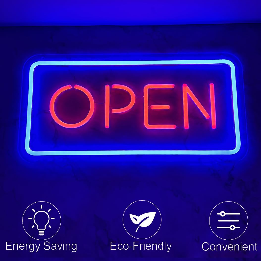 Open Neon Sign 16.5″x7.8″ Dimmable Led Open Sign for Business Restaurant Bar …