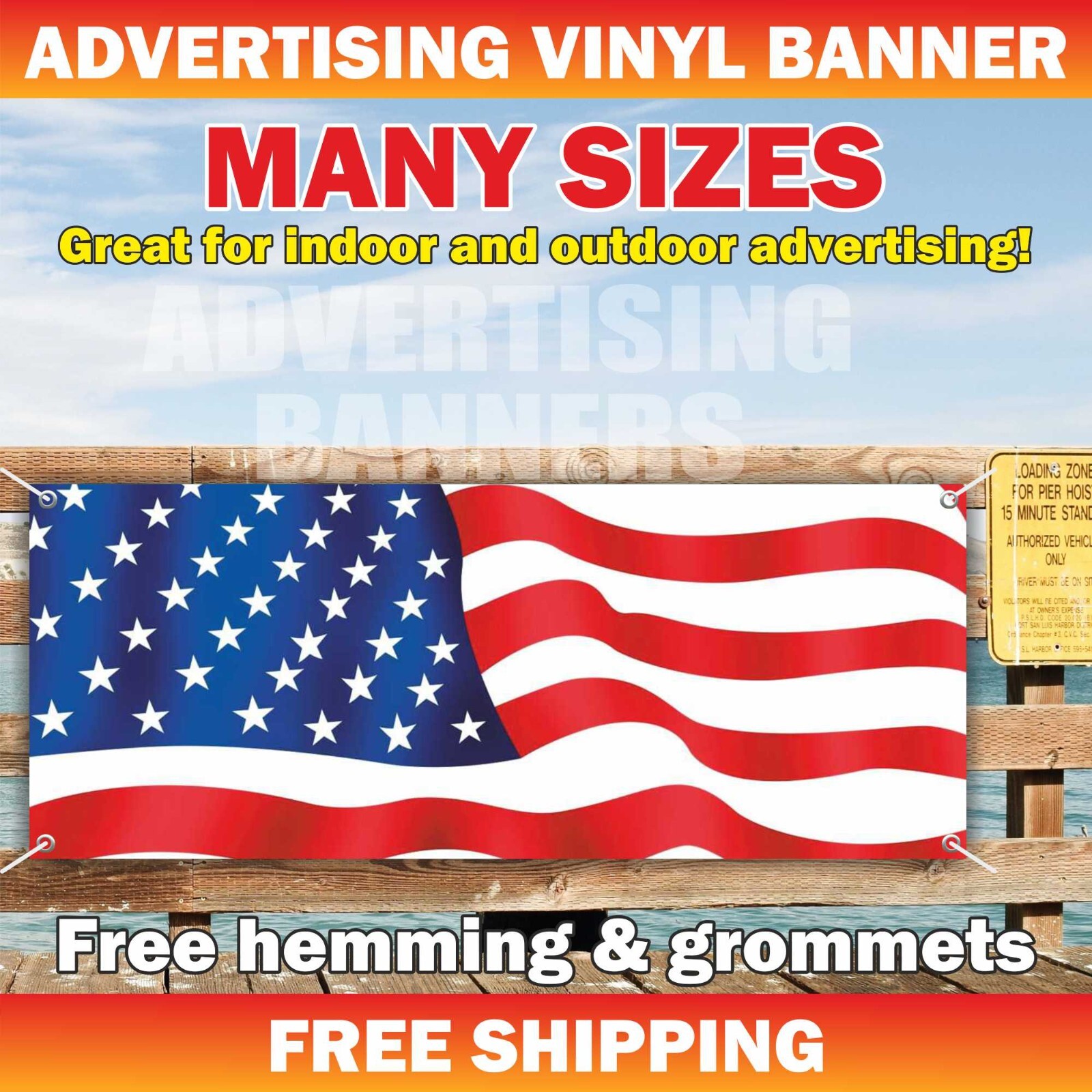 FLAG USA Advertising Banner Vinyl Mesh Sign United States of America