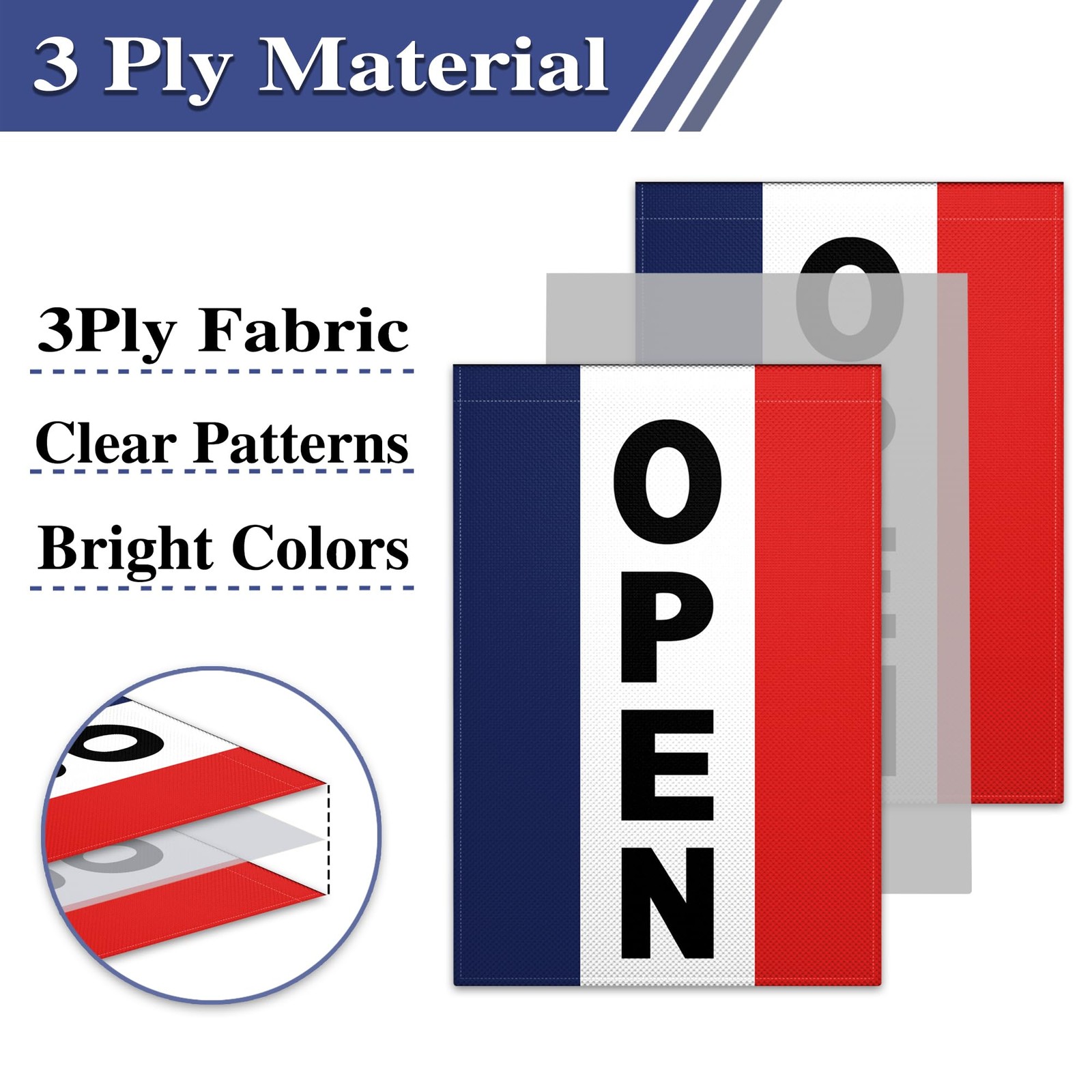 Open Flags for Business Sign 12×18 Inch Double Sided Open Garden Flag 3 Ply Fabr