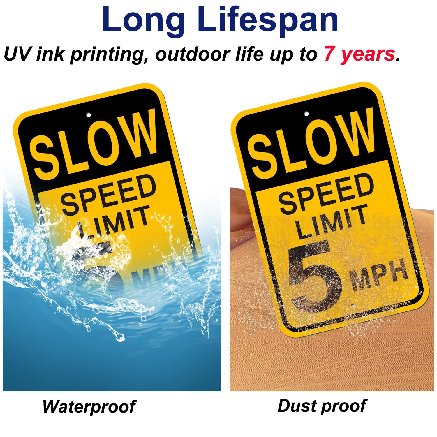 Slow Down Speed Limit 5 MPH Sign (2 Pack) Metal Speed Alert Signs for Street …