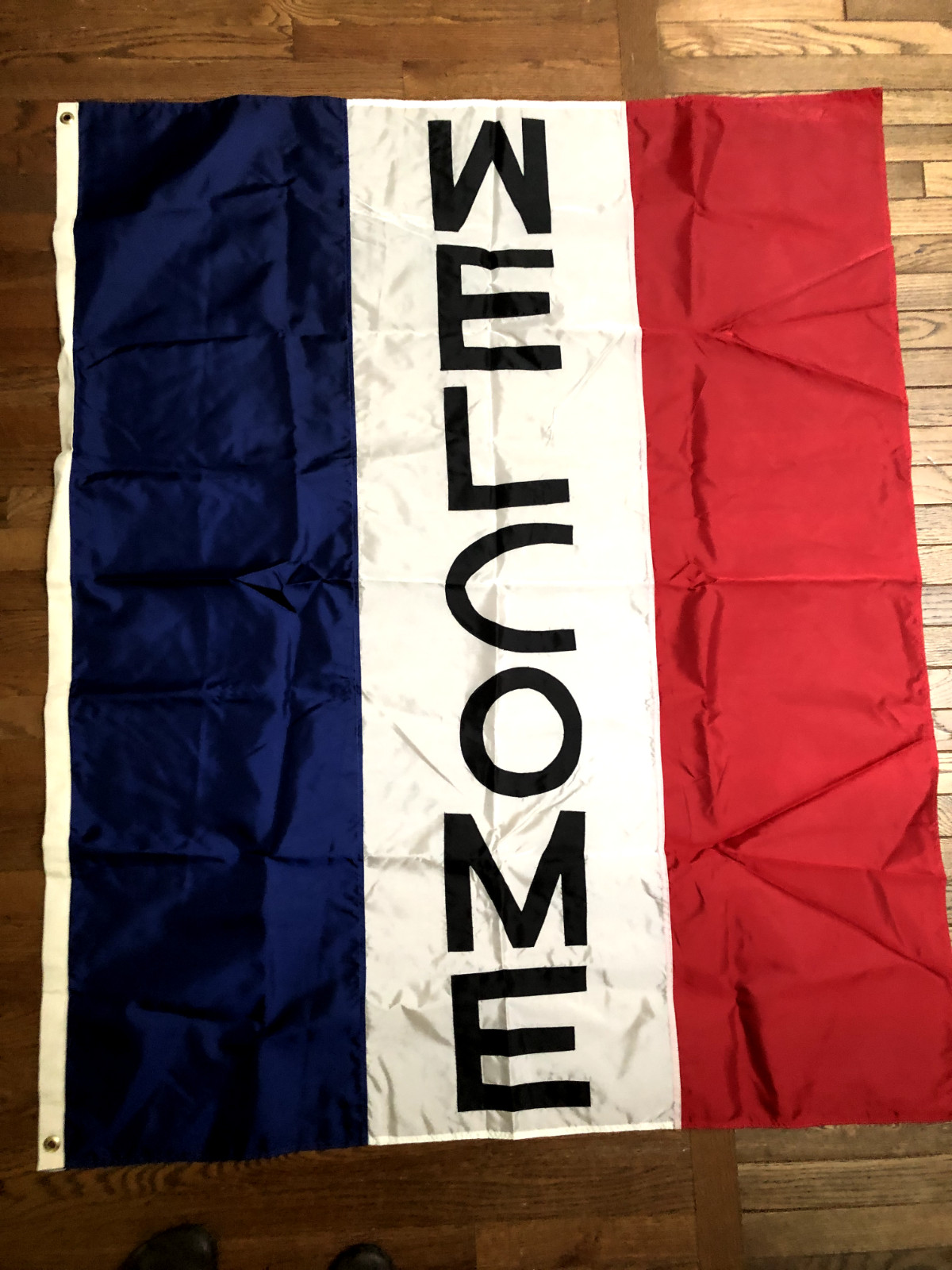“OPEN” and “WELCOME” Flags ~3 1/2×5 feet Nylon with Brass Grommets Set of 2