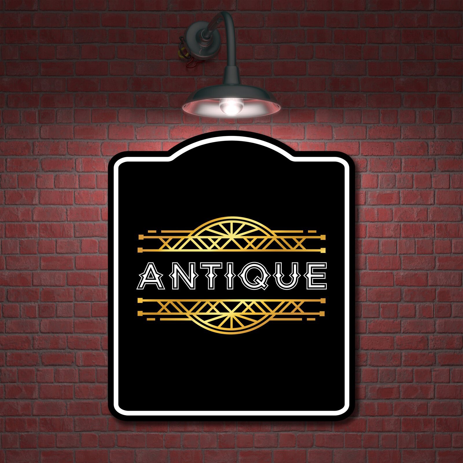 Antique Retro Geometric Ornaments BLACK Aluminum Composite Sign