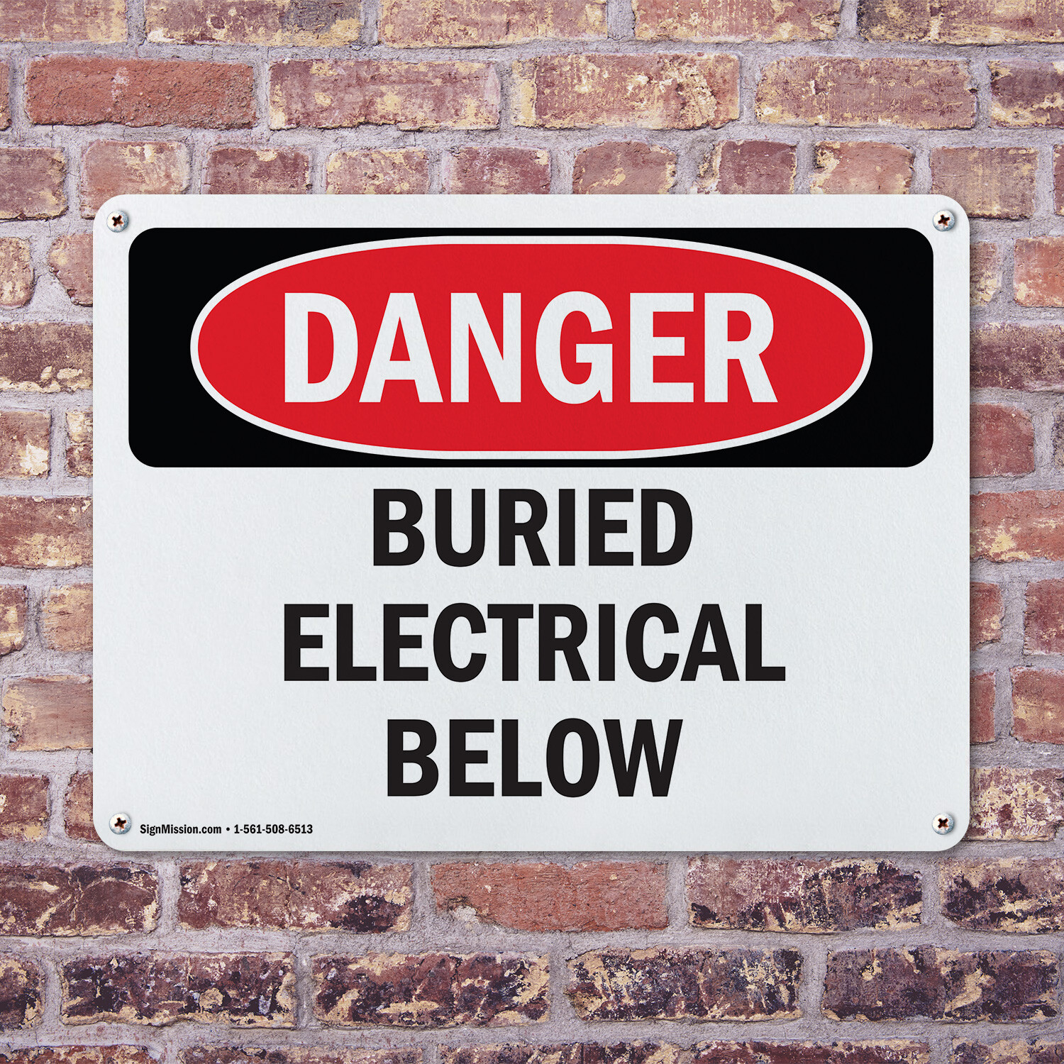 (2 Pack) Buried Electrical Below OSHA Danger Sign Decal Metal Plastic