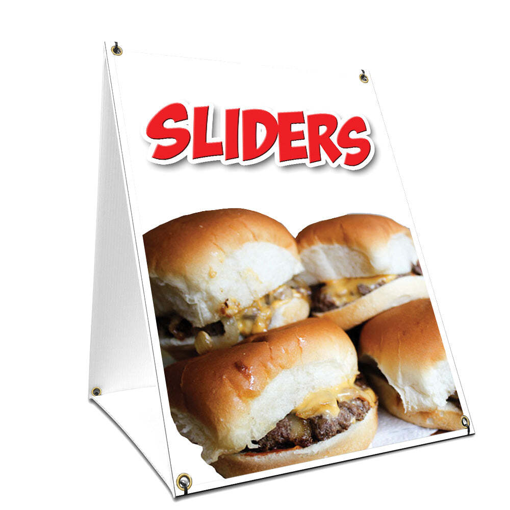 A-frame Sidewalk Sign Sliders With Graphics On Each Side