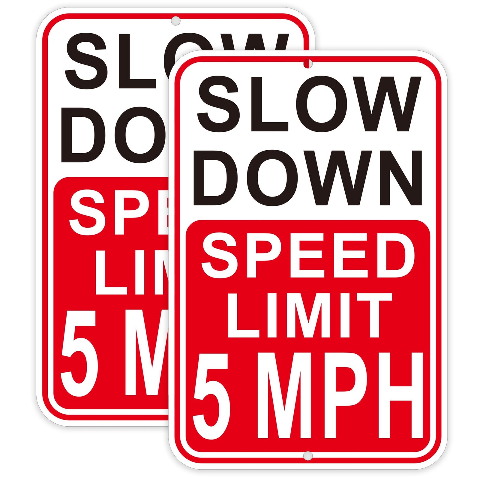 Slow Down Speed Limit 5MPH Sign, 18 x 12 Inches, Reflective Aluminum, Fade Re…