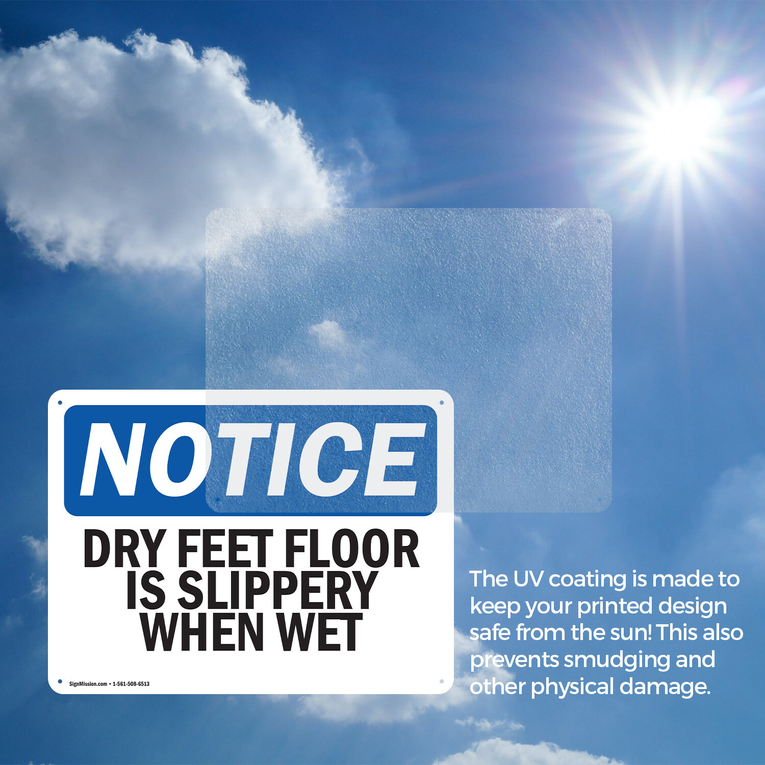 (2 Pack) Dry Feet Floor Is Slippery When Wet OSHA Notice Sign Decal Metal