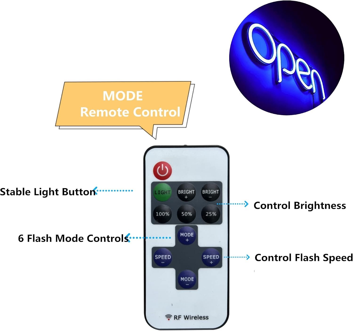 LED Open Sign,16×6 inch Open Sign for Business,With multiple flashing modes, …