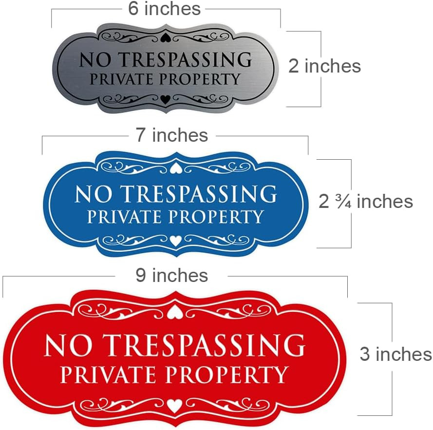 Designer No Trespassing Private Property Wall or Door Sign | Security Sign for P