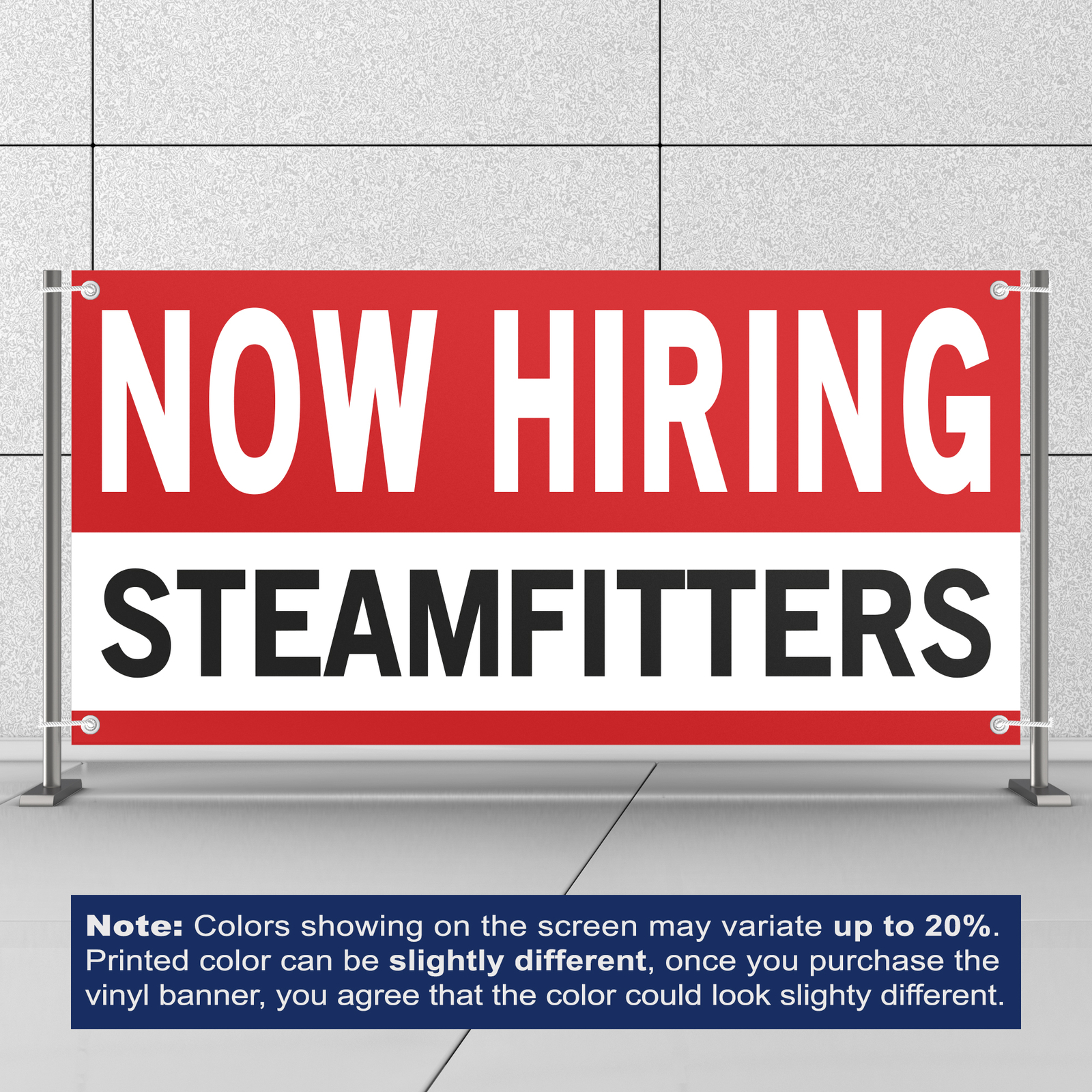 Now Hiring Steamfitters 13 oz Heavy Duty Vinyl Banner Jobs Available Pipefitter