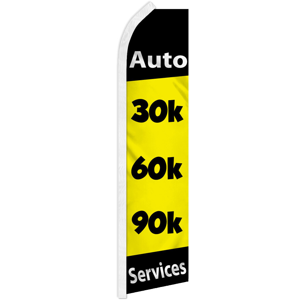 Auto Services 30k 60k 90k Swooper Feather Flutter Advertising Flag Mechanic