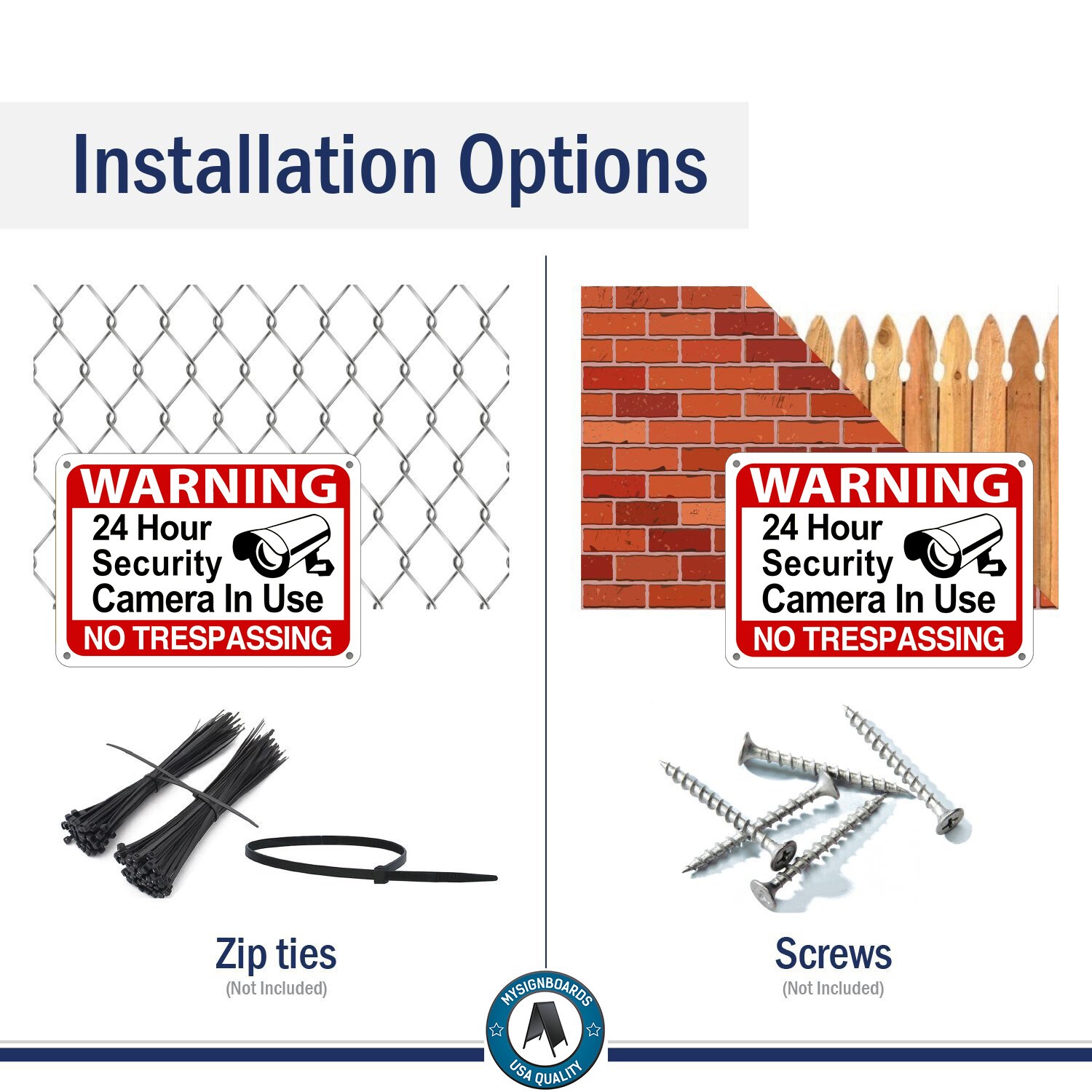 Warning 24 Hour Surveillance Signs Home Security Signs No Trespassing cctv sign