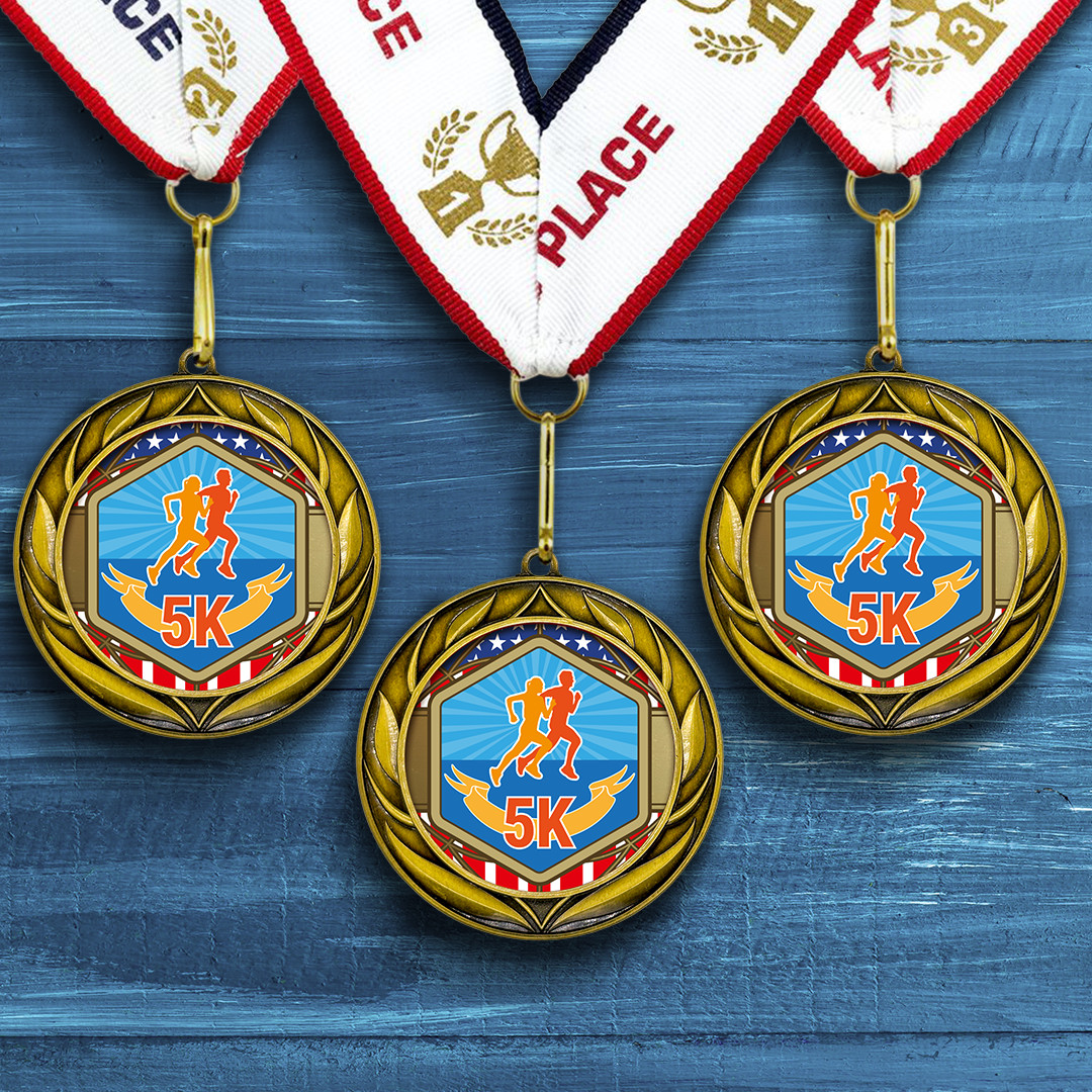 All Quality Wreath Design 5k Medal – 1st, 2nd, 3rd Place