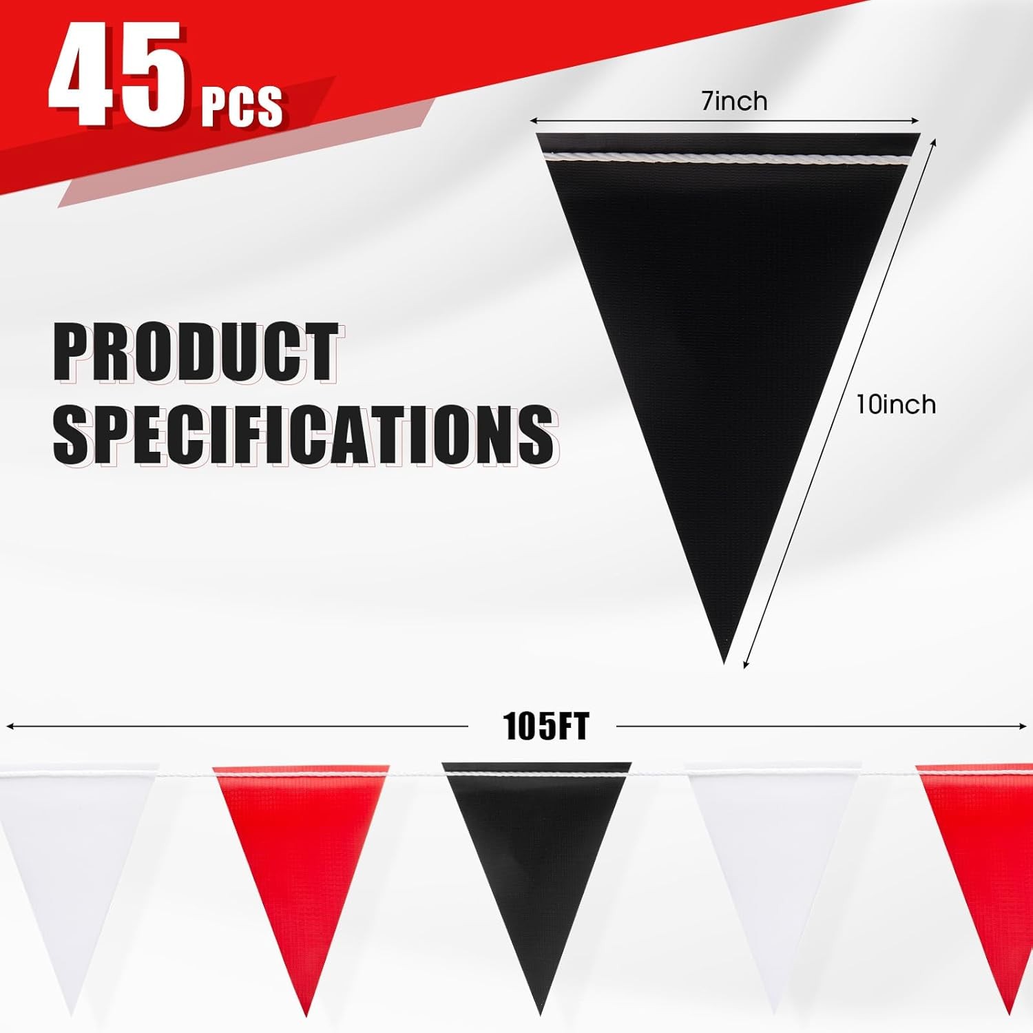 Caution Safety Pennant Flags – Multipurpose 105FT OSHA Colored Triangle Warni…