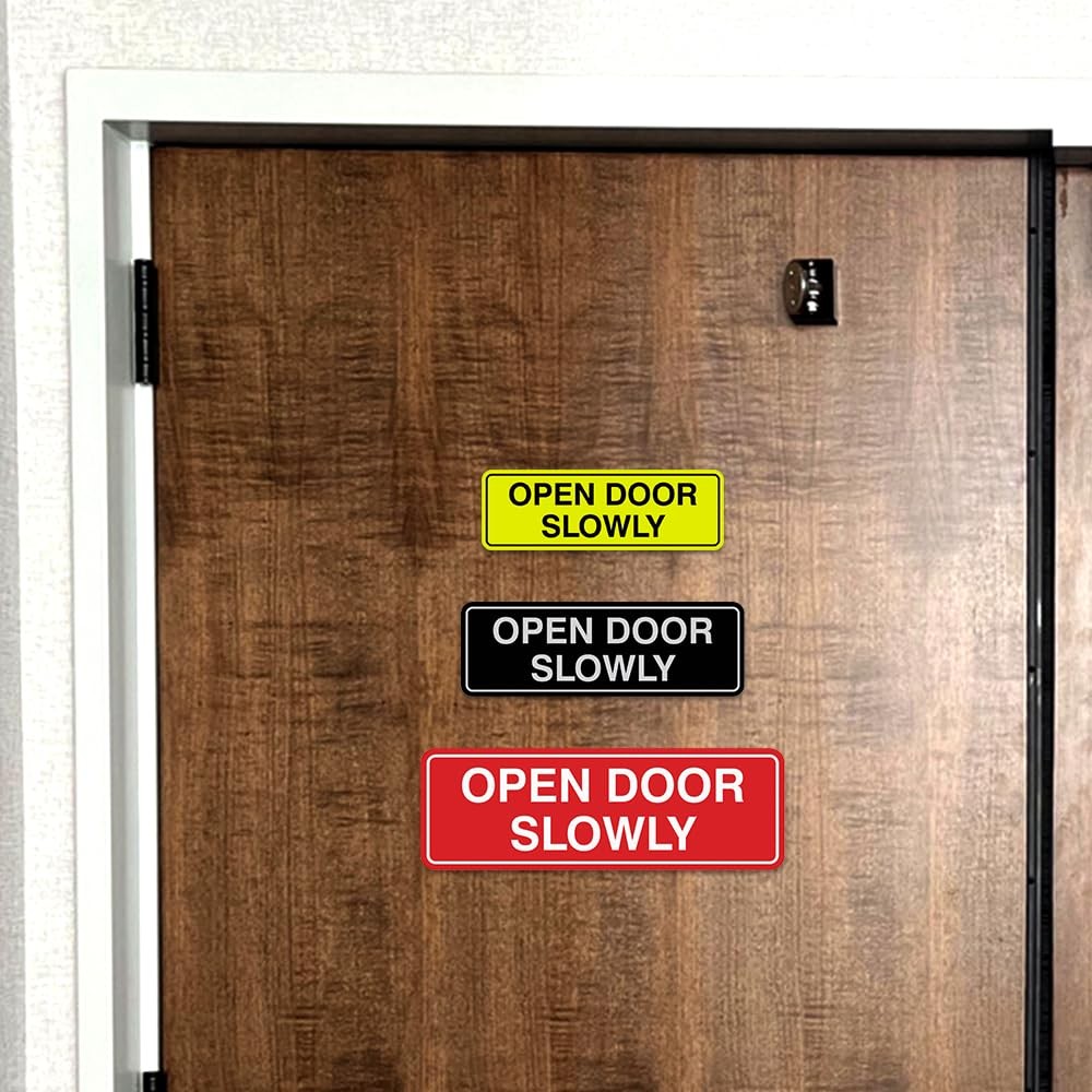 All Quality Standard Open Door Slowly Door/Wall Sign – Blue – Small 10 Pack