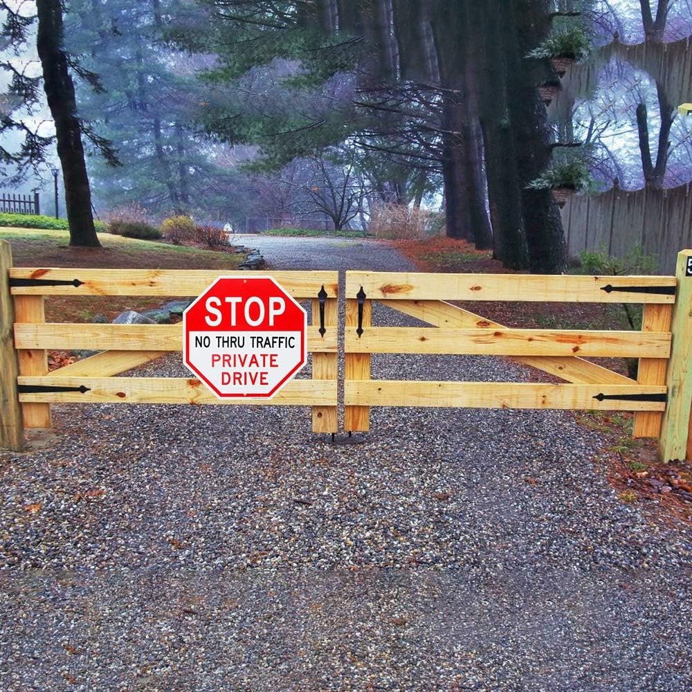 2 Pack No Thru Traffic Private Drive Sign 12×12″ Alumin Reflective Sign Driveway