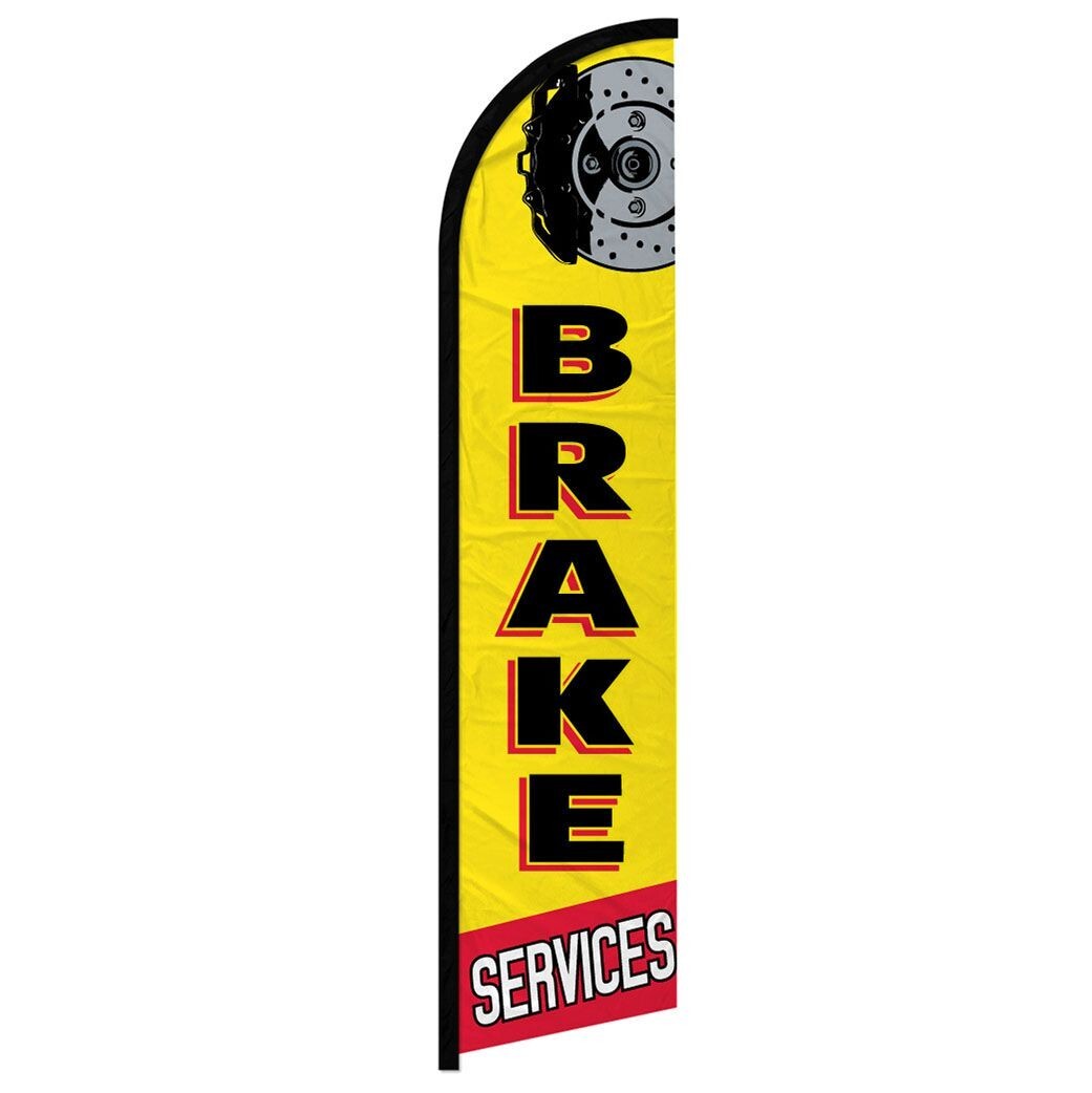 Brake Services Windless Full Sleeve Feather Advertising Auto Repair Banner Flag