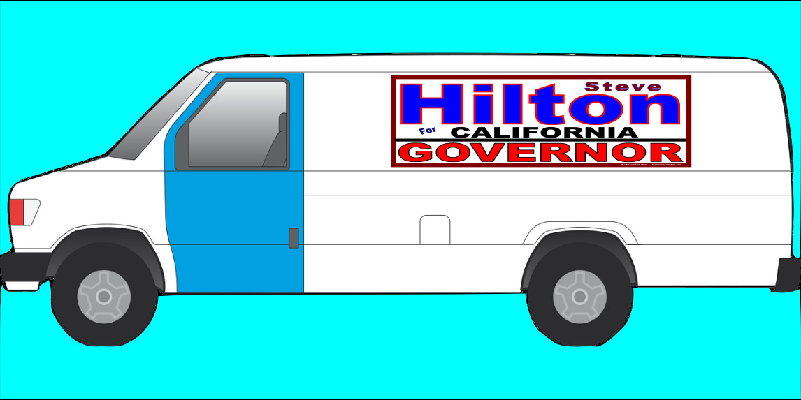 STEVE HILTON CALIFORNIA GOVERNOR – MAGNETIC CAR SIGNS-FREE SHIP-USA MADE blrdwh