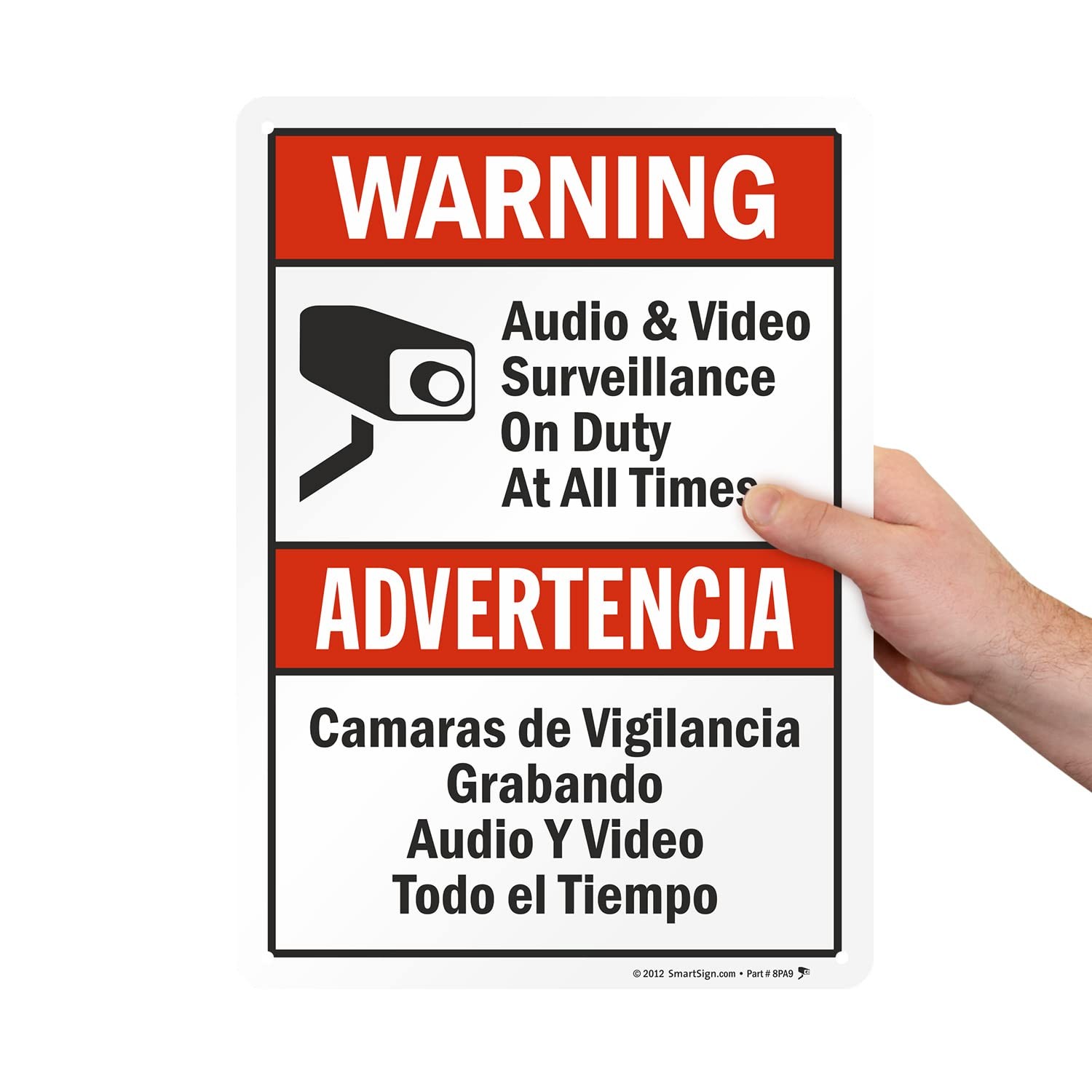 14 x 10 inch “Warning – Audio & Video Surveillance On Duty At All Times” Bili…