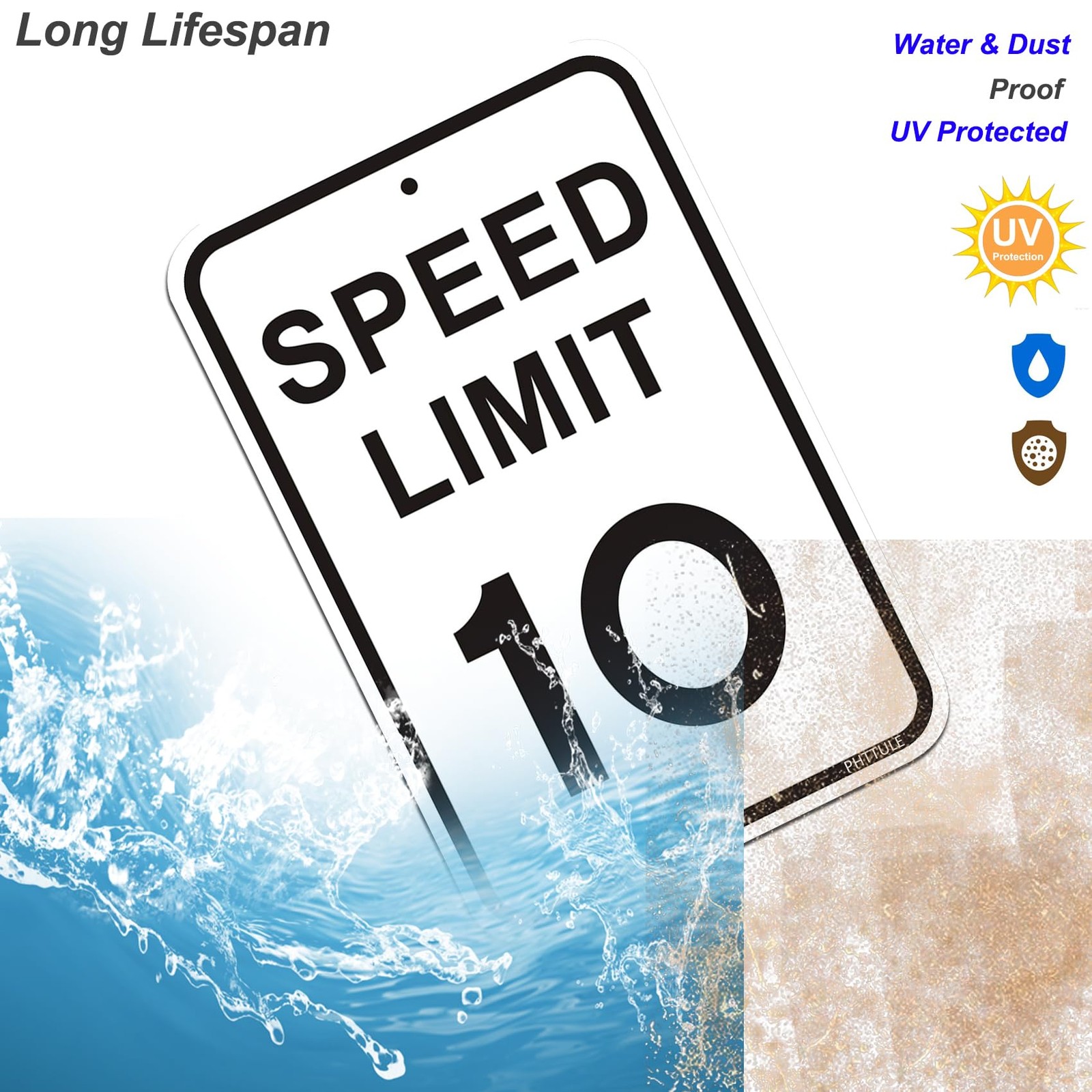 Speed Limit 10 MPH Sign 12 x 18 inches Slow Down Sign Reflective 40Mil Alumin…