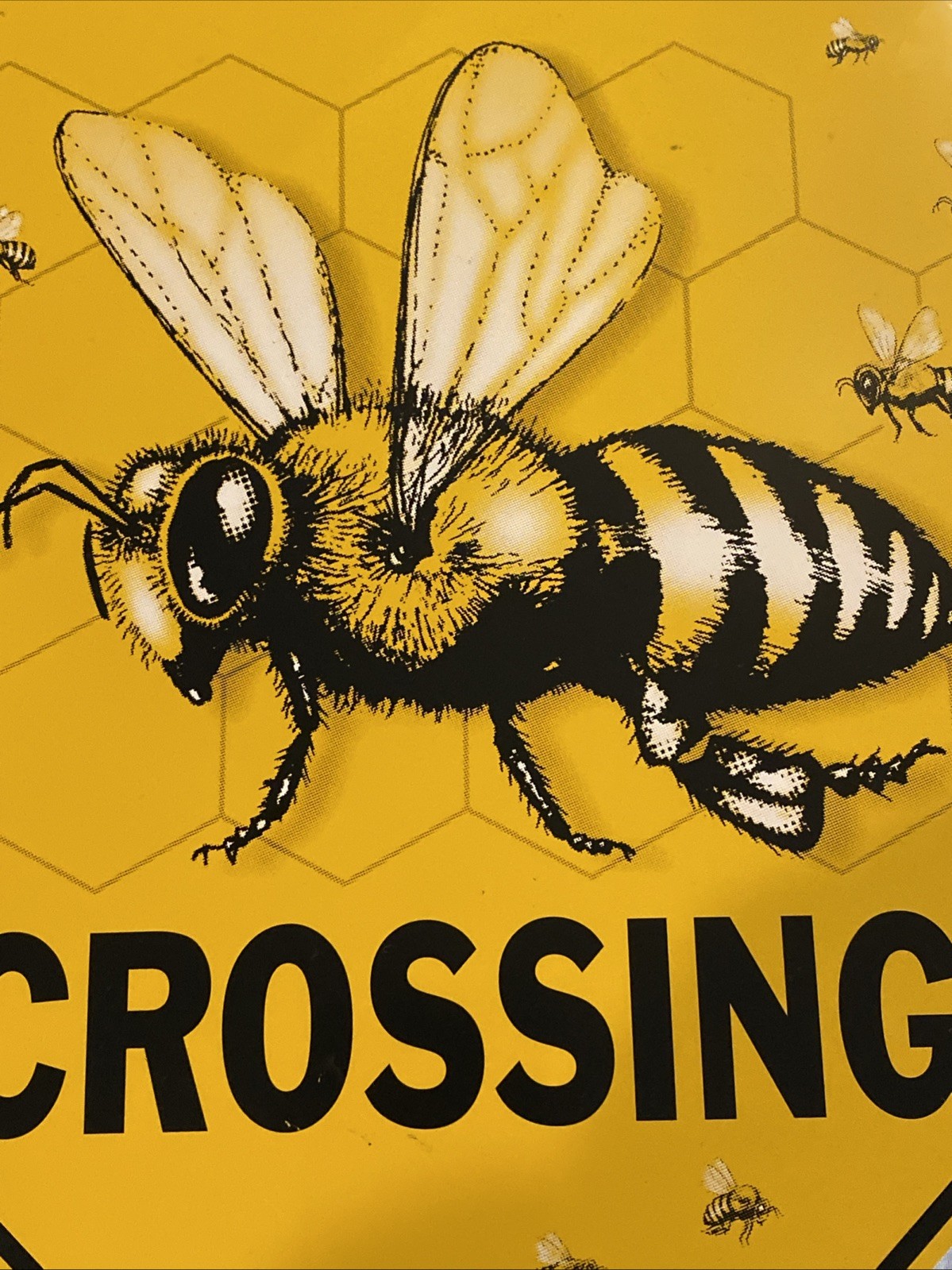 Bee Vintage Yellow Crossing METAL Sign Xing Rustic hive bumble keeper honey Farm