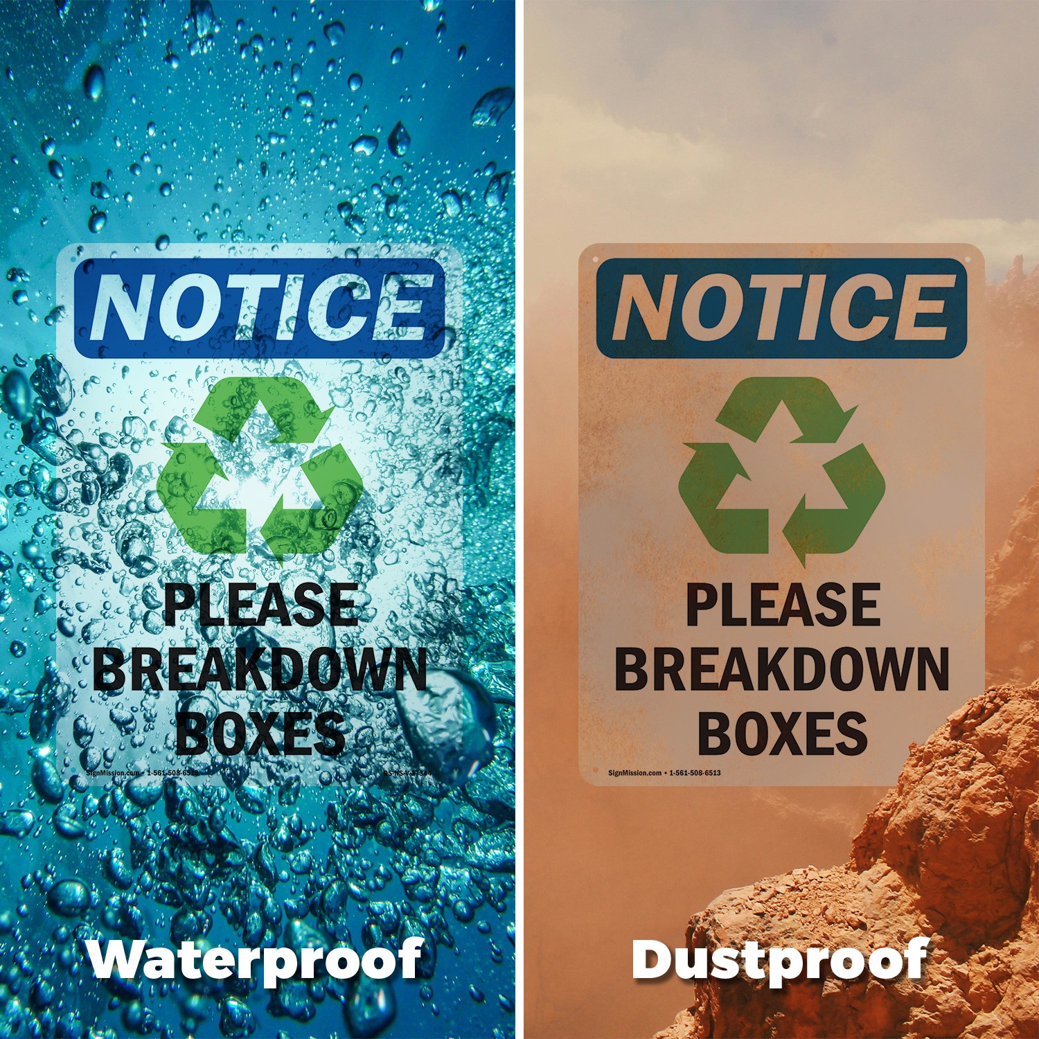 Please Breakdown Boxes OSHA Notice Sign Metal, Plastic, Or Decal – 5 or 10 Pack
