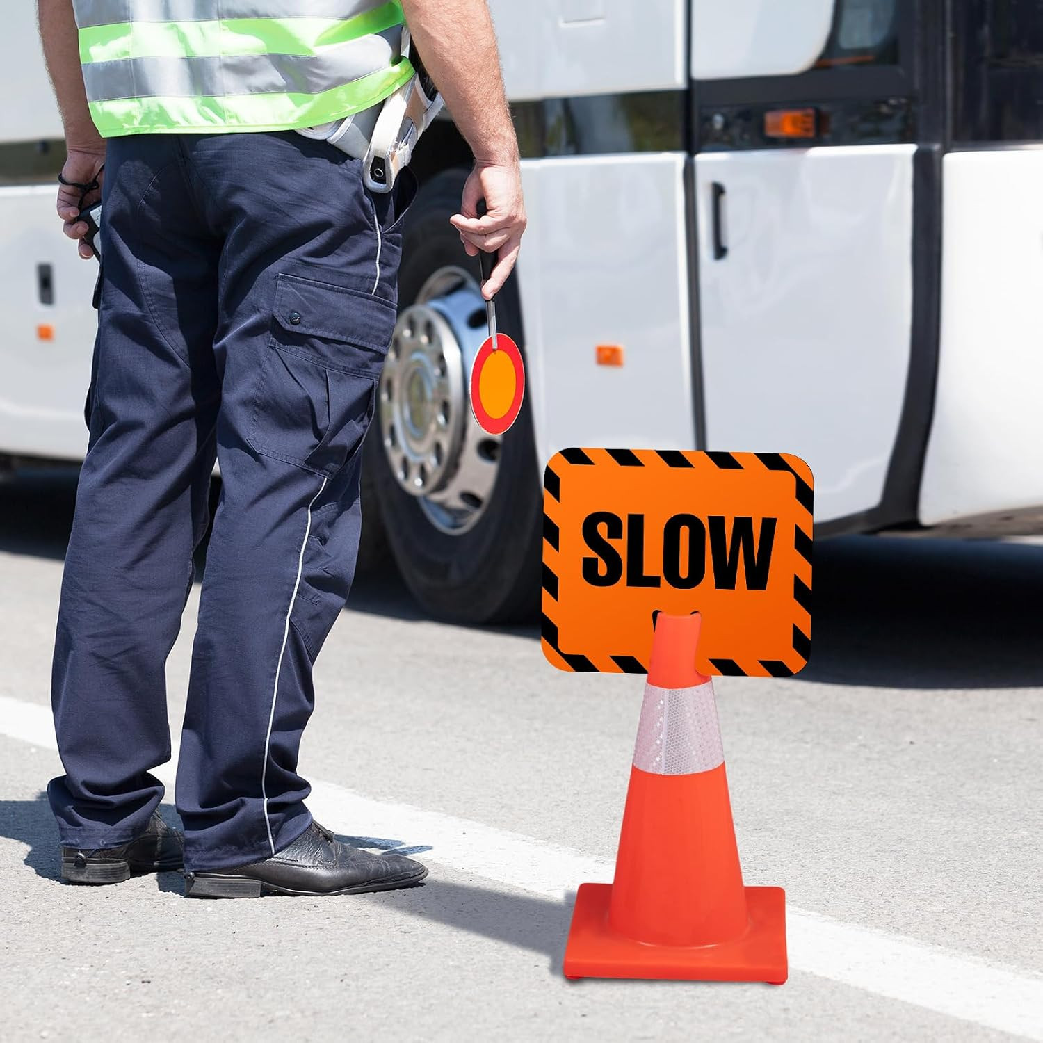 Pcs Slow Traffic Cone Signs, 12.6 x 10.4 Inch Slow Down Signs Road Traffic 3