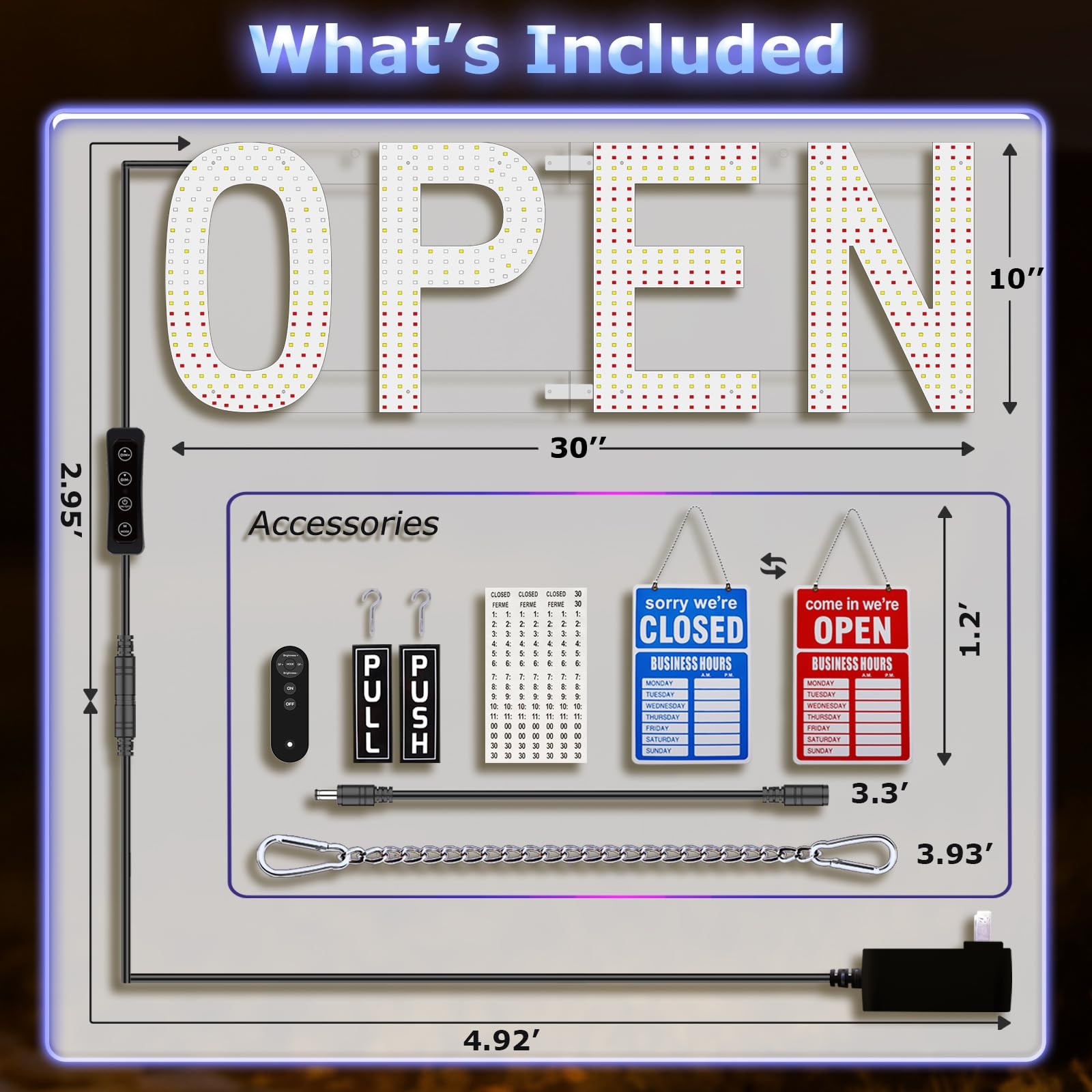 LED Open Signs for Business, exTopGoal 30″x10″ Large Bright Open Sign with Re…