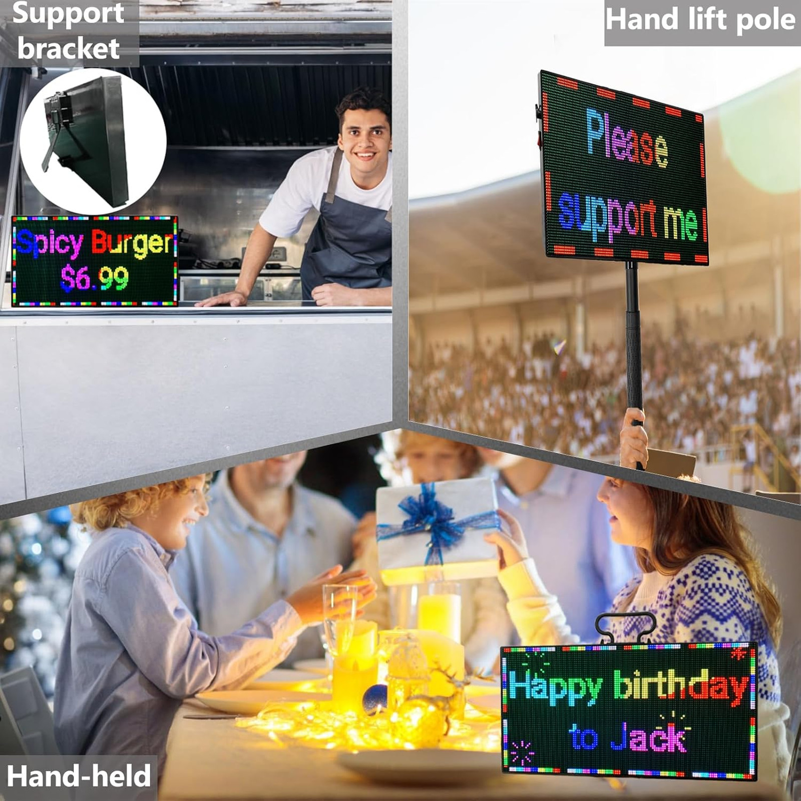 Programmable LED Sign Board 15×7 Inch Handheld WiFi Display for Advertising