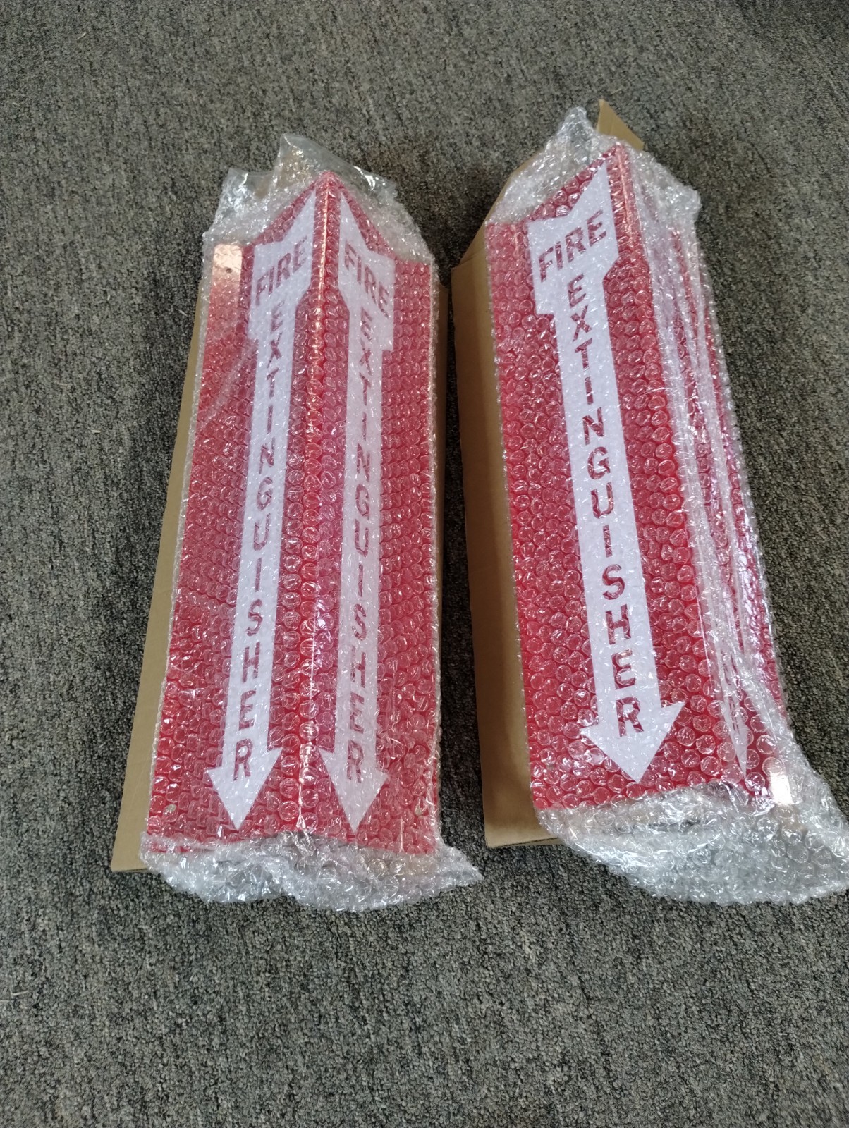 SmartSign 4″x18″ Fire Extinguisher Projecting Sign Red Acrylic w/ Arrow Lot of 2