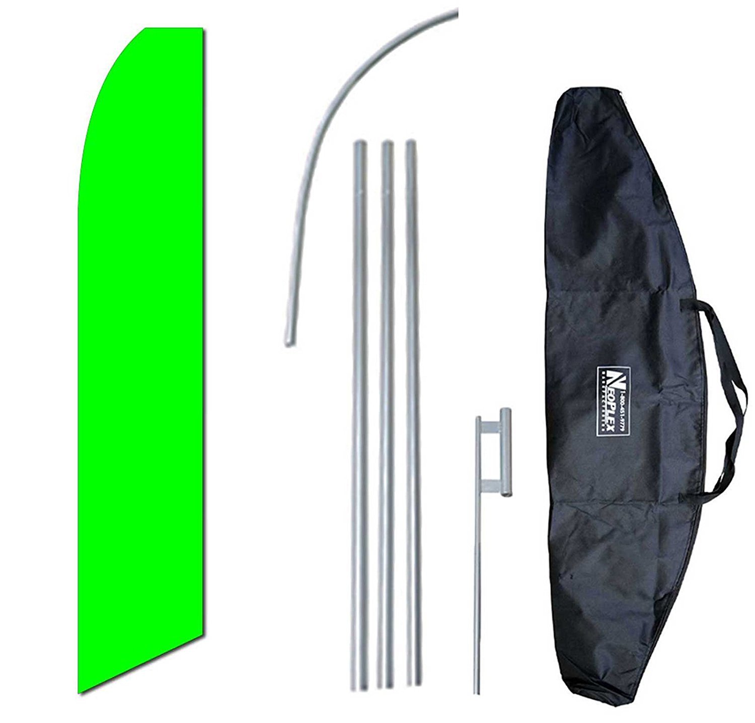 Solid Lime Green Swooper Flag Feather 15 Tall Complete Starter Bag Kit Neoplex