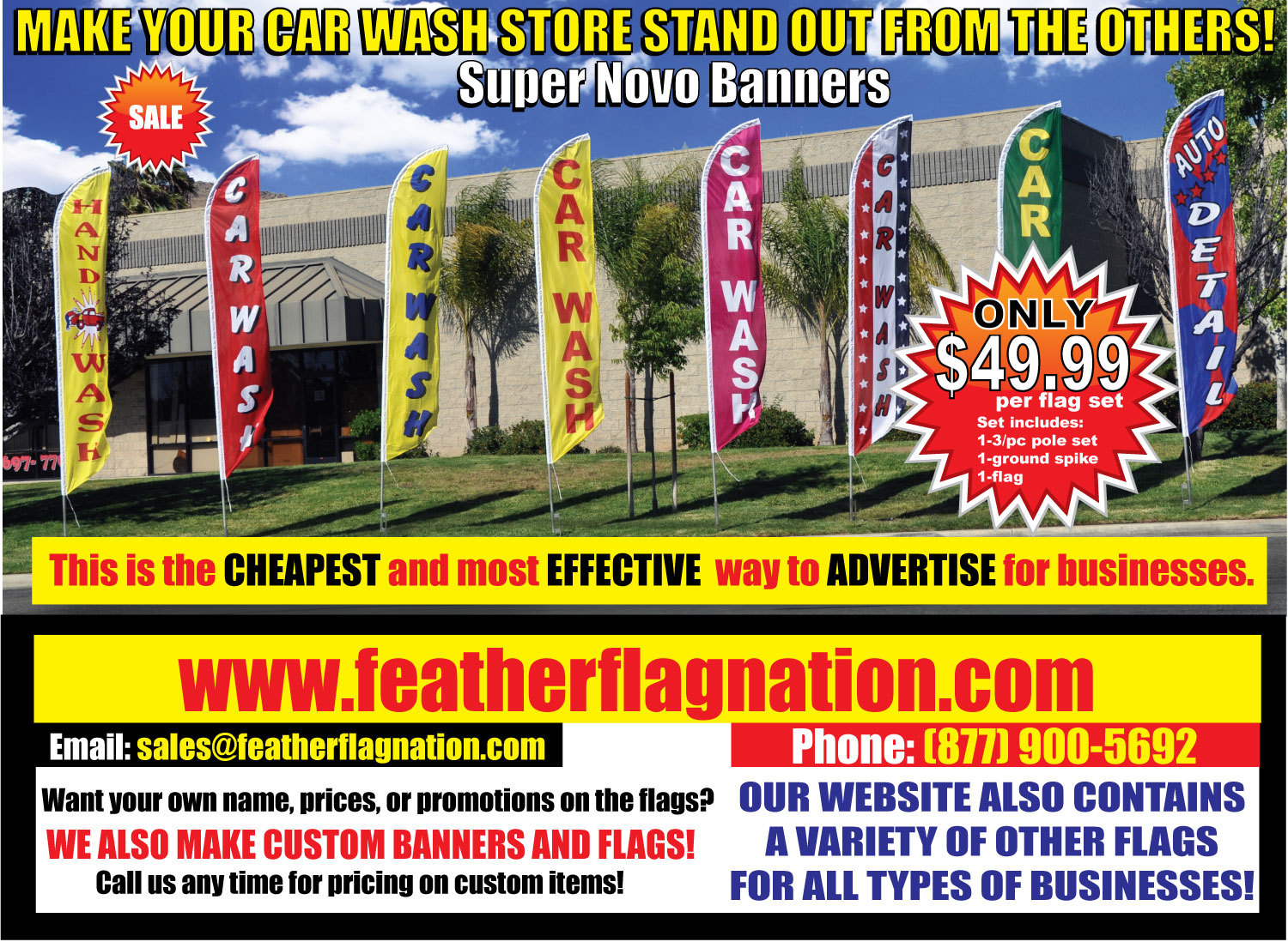 AUTO STEREO Feather Banner Swooper FLAG KIT- INCLUDES POLE KIT & SPIKE