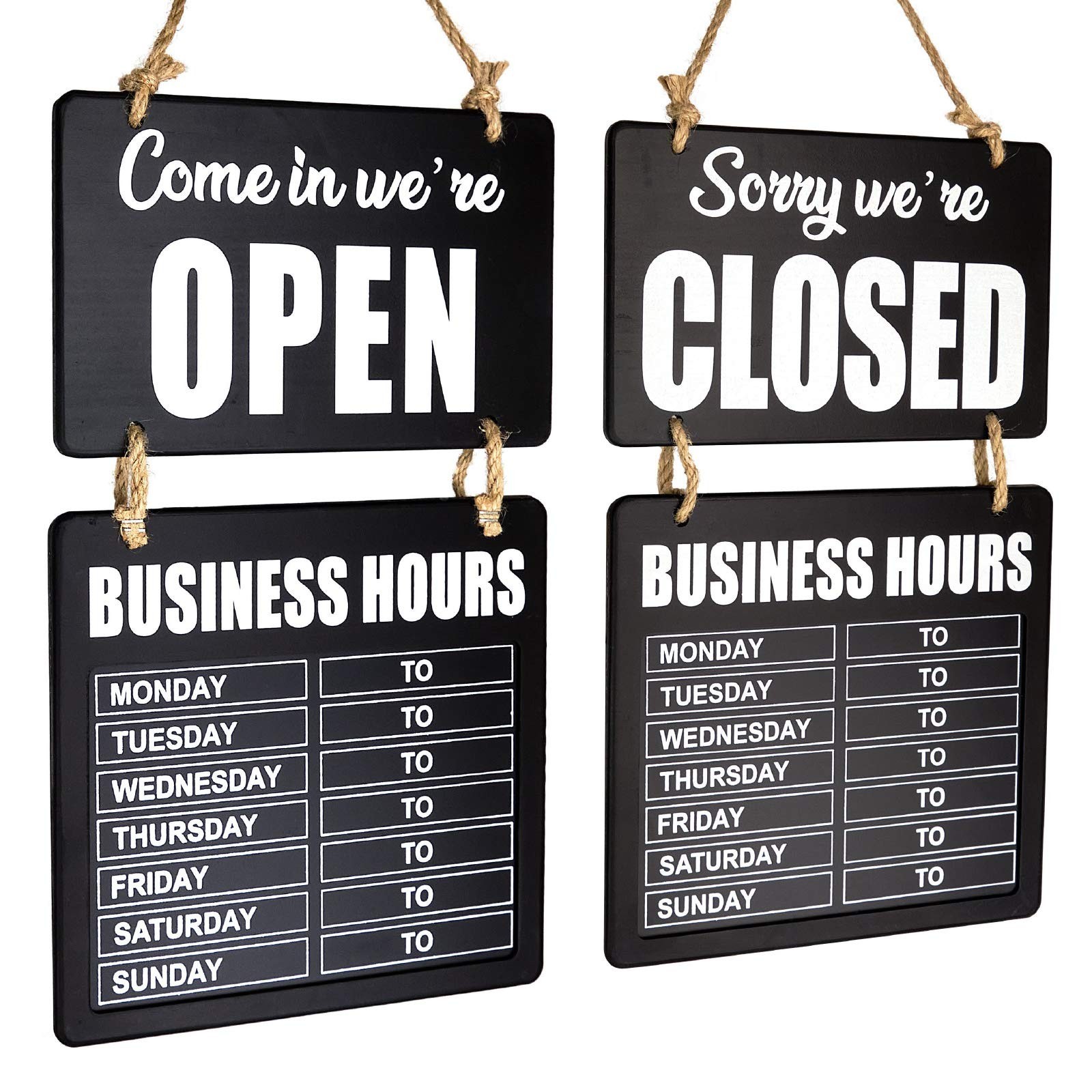 Excello Global Products Business Hours Hanging Chalkboard Black Welcome Chalk…